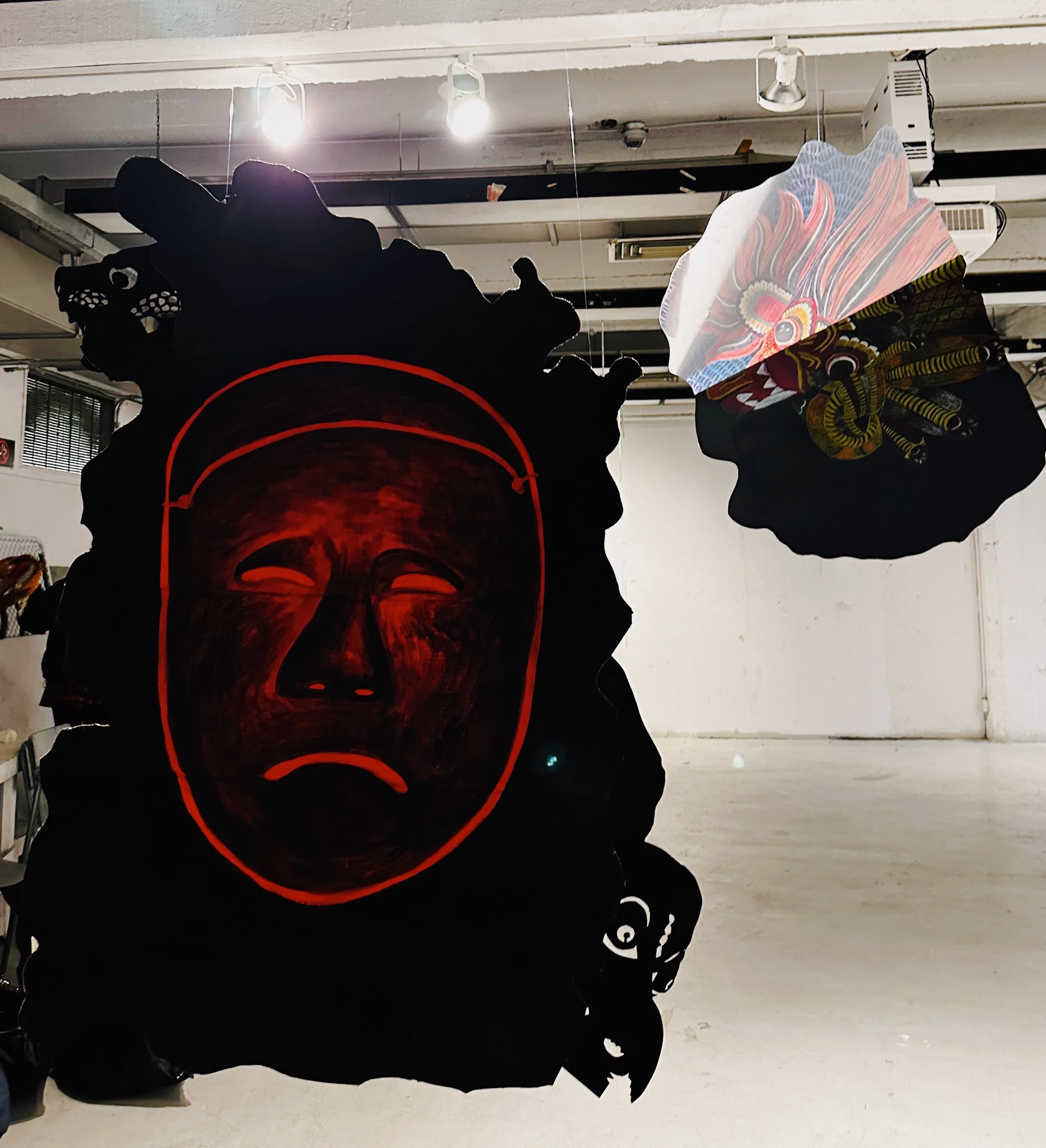 'Penumbra' (detail), mixed media, collage, 4 x 6 ft. 2023