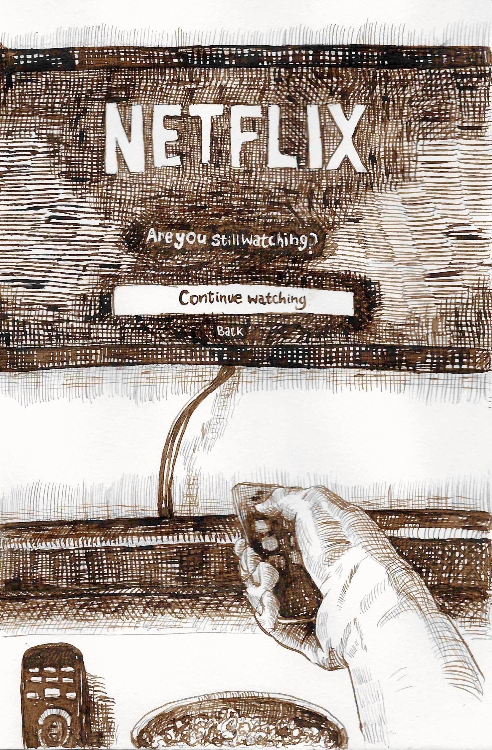 'The Past Six Months' (series), walnut ink, 8 x 10 inches. 2021