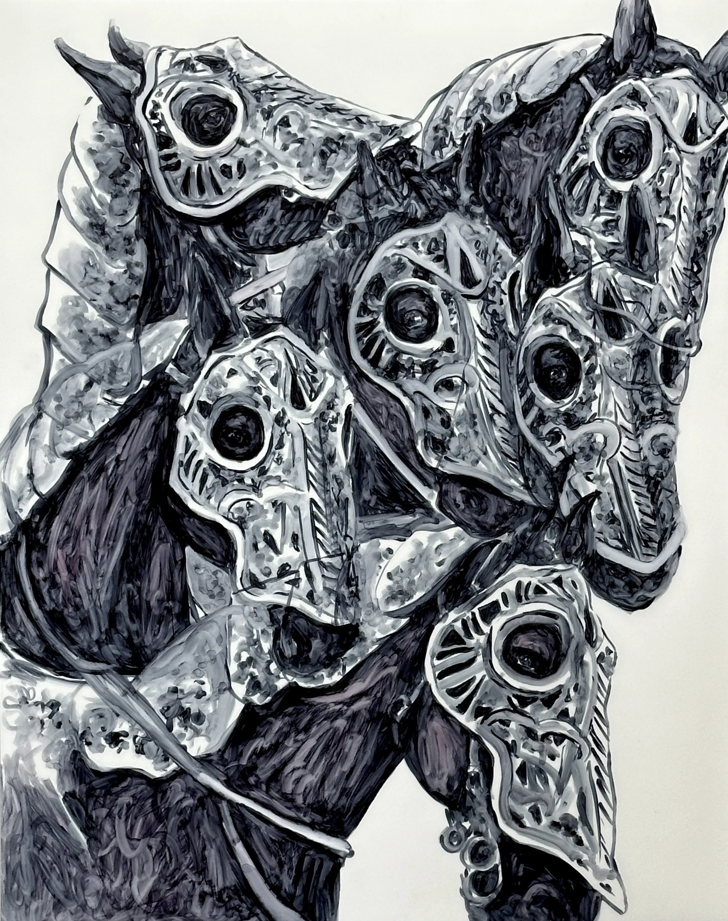 'Mares', ink, 11 x 14 inches. 2025. 