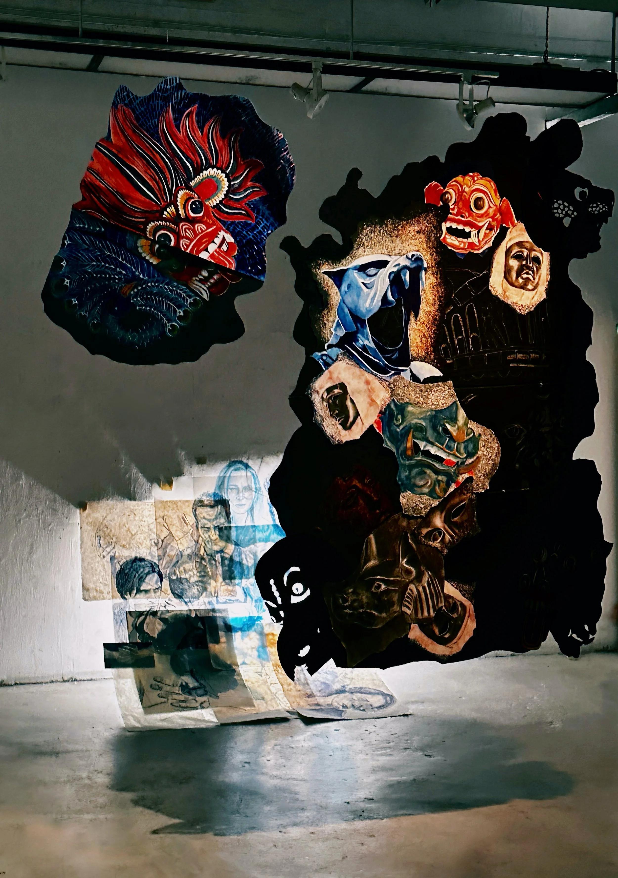 'Penumbra', mixed media, collage, 4 x 6 ft. 2023 