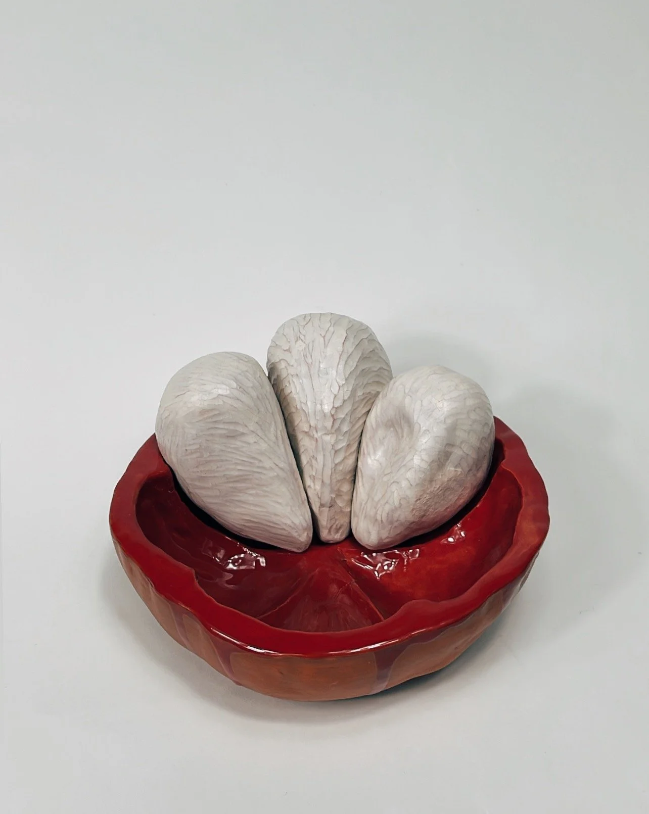 'Mangosteen III', glazed terracotta and terracotta with coloured engobe. 2022