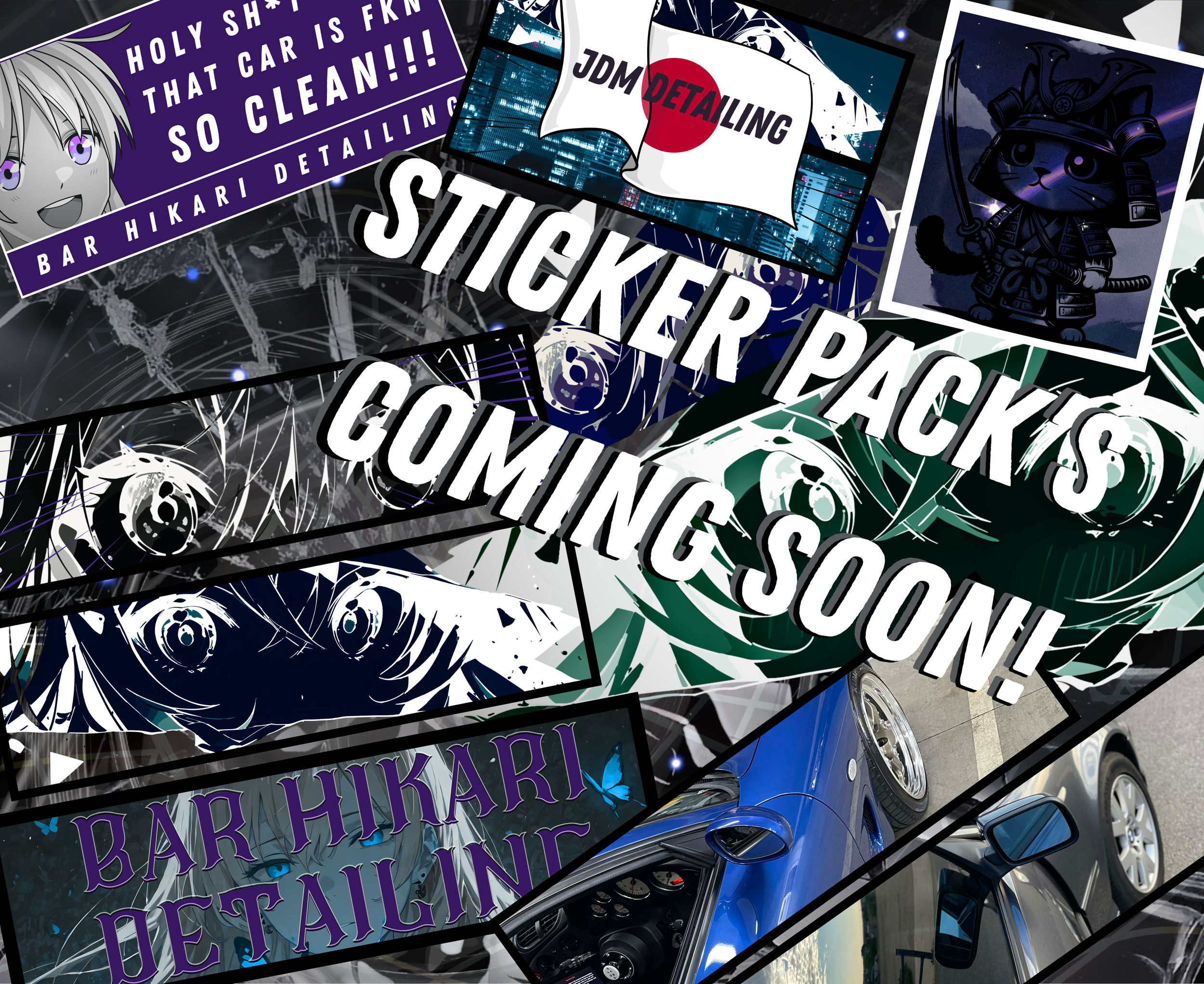 STICKER PACK'S  COMING SOON! - ANIME PACK - JDM & EURO CARS PACK - BAR HIKARI DETAIL'S PACK