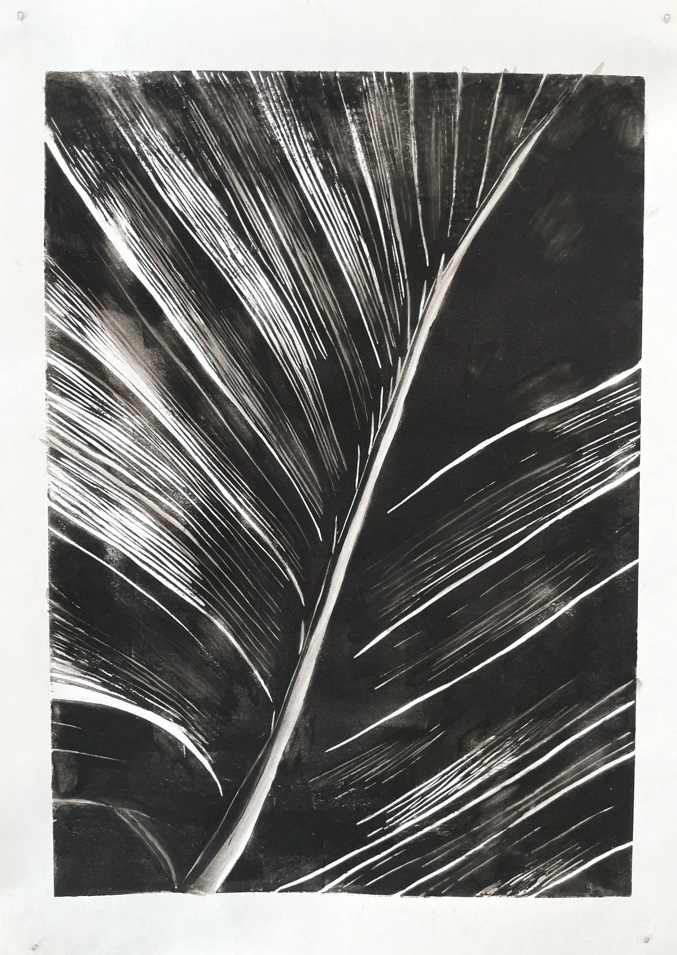 葉子‘Yèzi’ (2024), Linoleum print on card | 29.5cm x 41cm