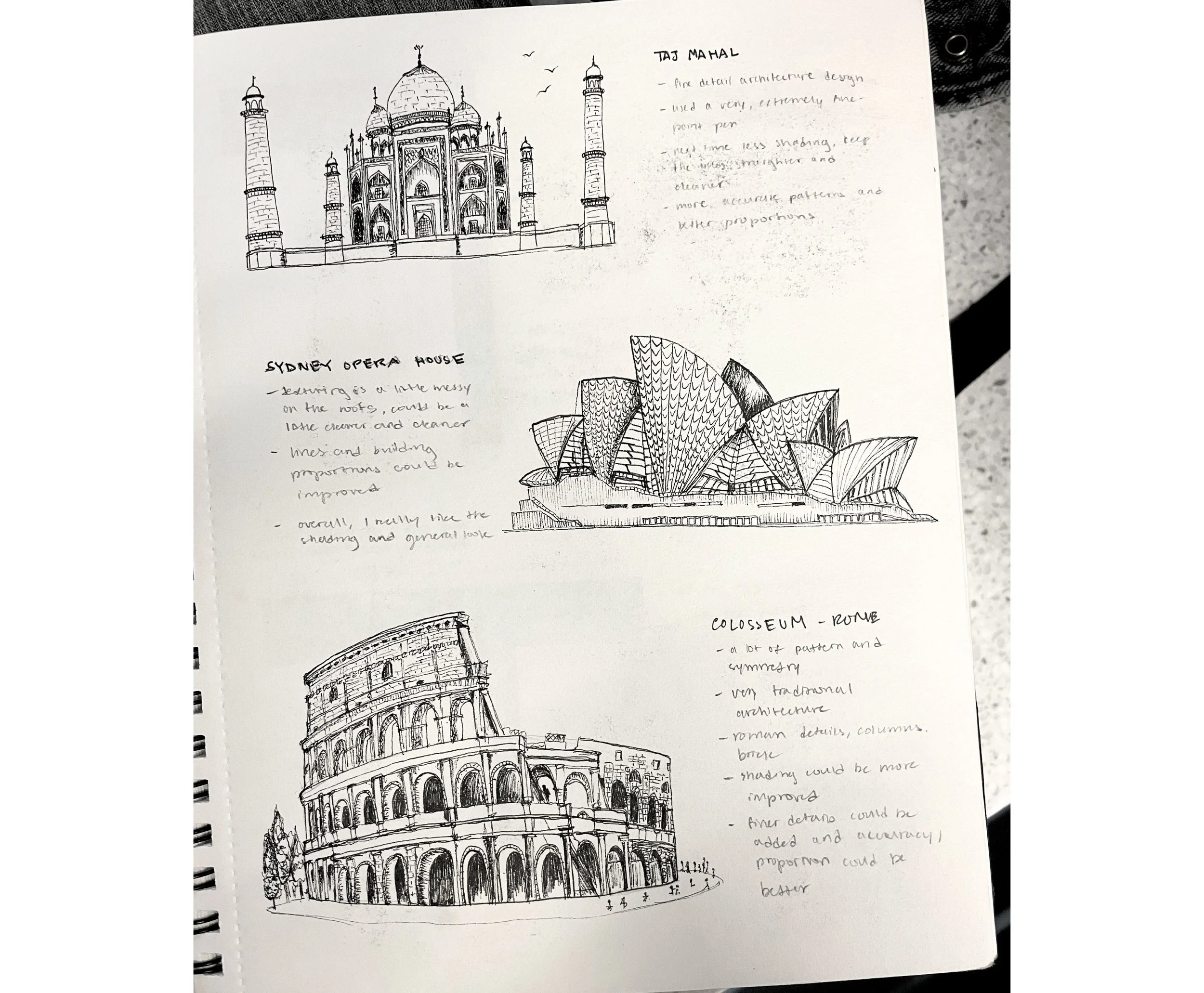 Various sketches (2023), Black ink pen on paper