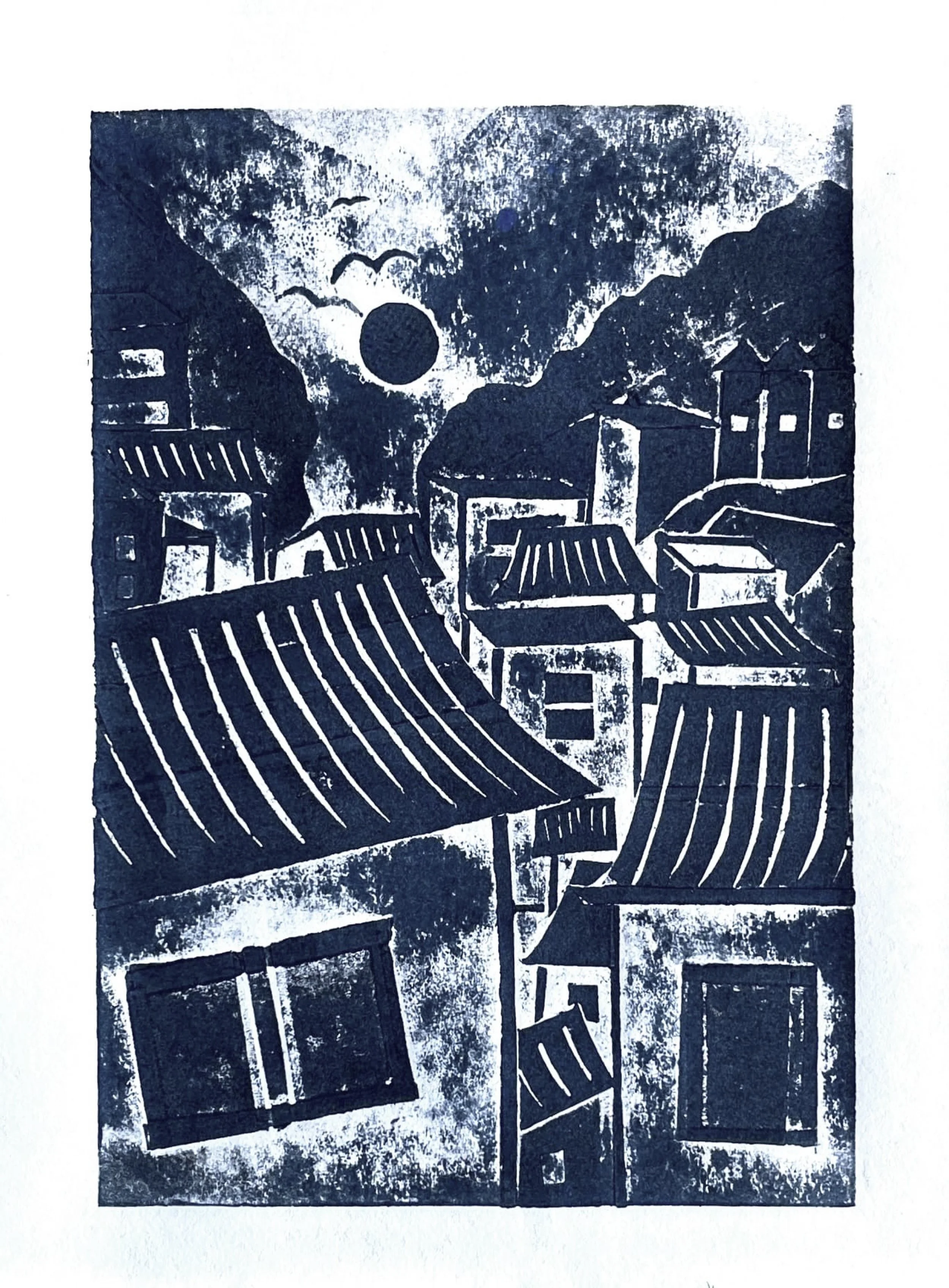 Essence of Home - Navy (2022), Collagraph print on card | 20cm x 27.5cm