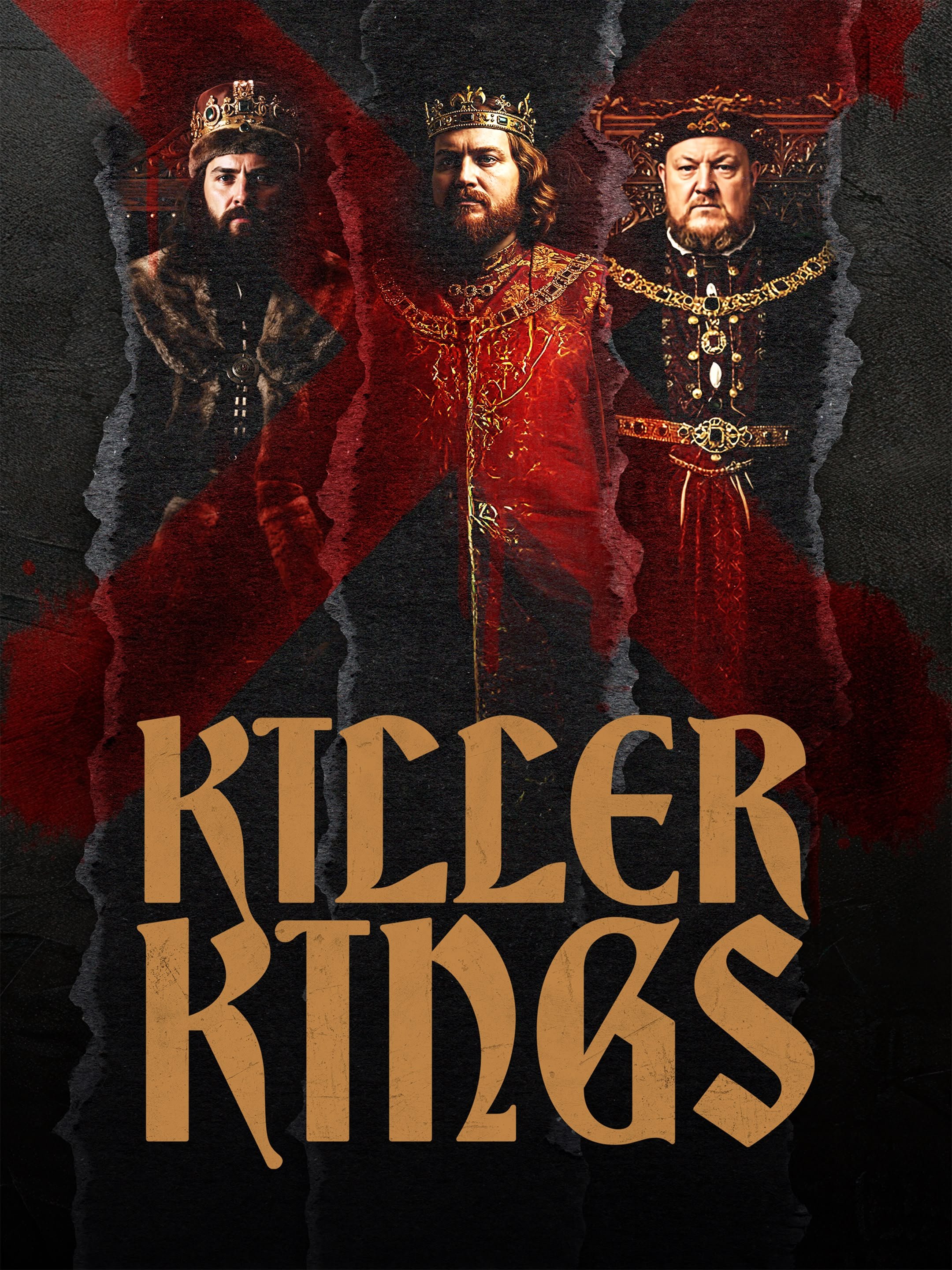 Three men dressed as monarchs or royalty in medieval attire, with crowns and ornate robes, standing behind the title 'Killer Kids' in large, stylized font.