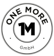 Logo mit dem Text 'ONE MORE GmbH' und der Nummer '1M' in der Mitte.