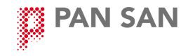 Logo der Firma PAN SAN mit rotem Symbol und schwarzen Schriftzug