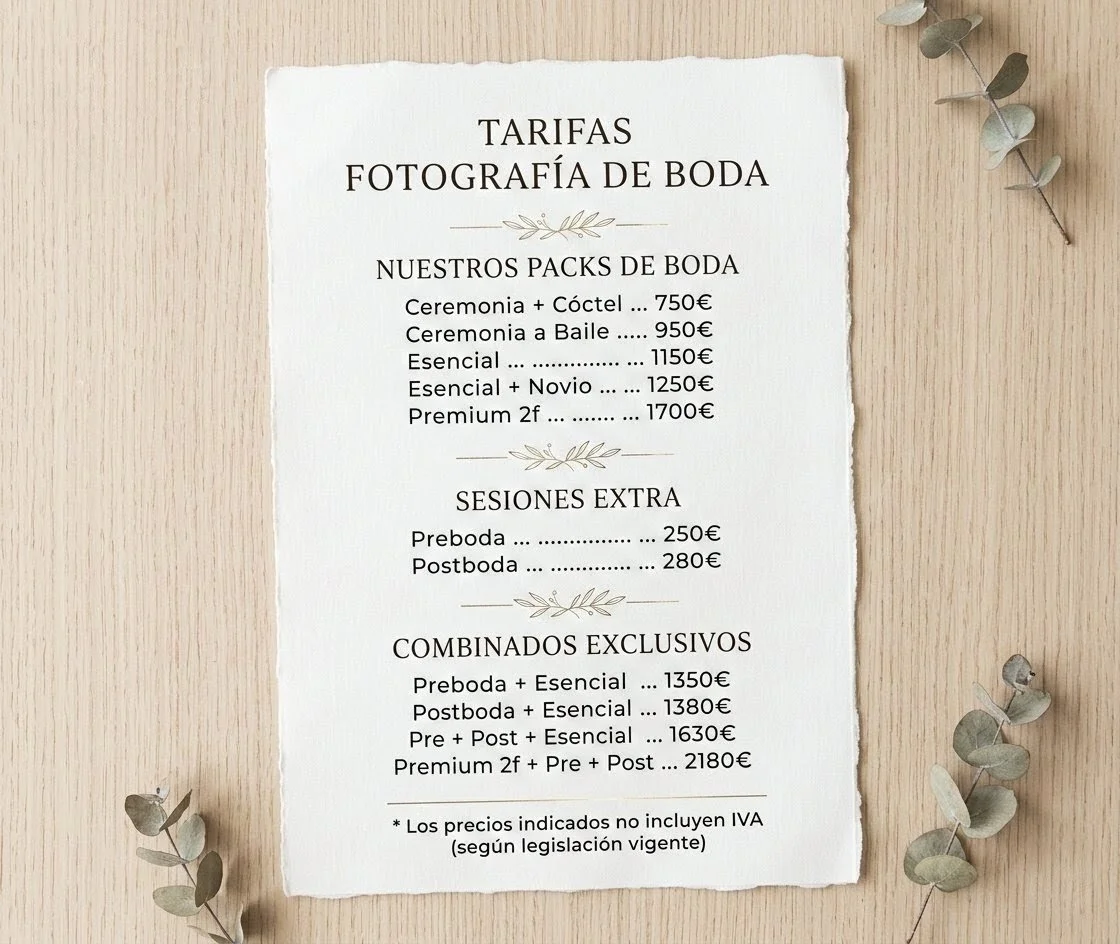 tarifas precios fotografo de bodas asturias