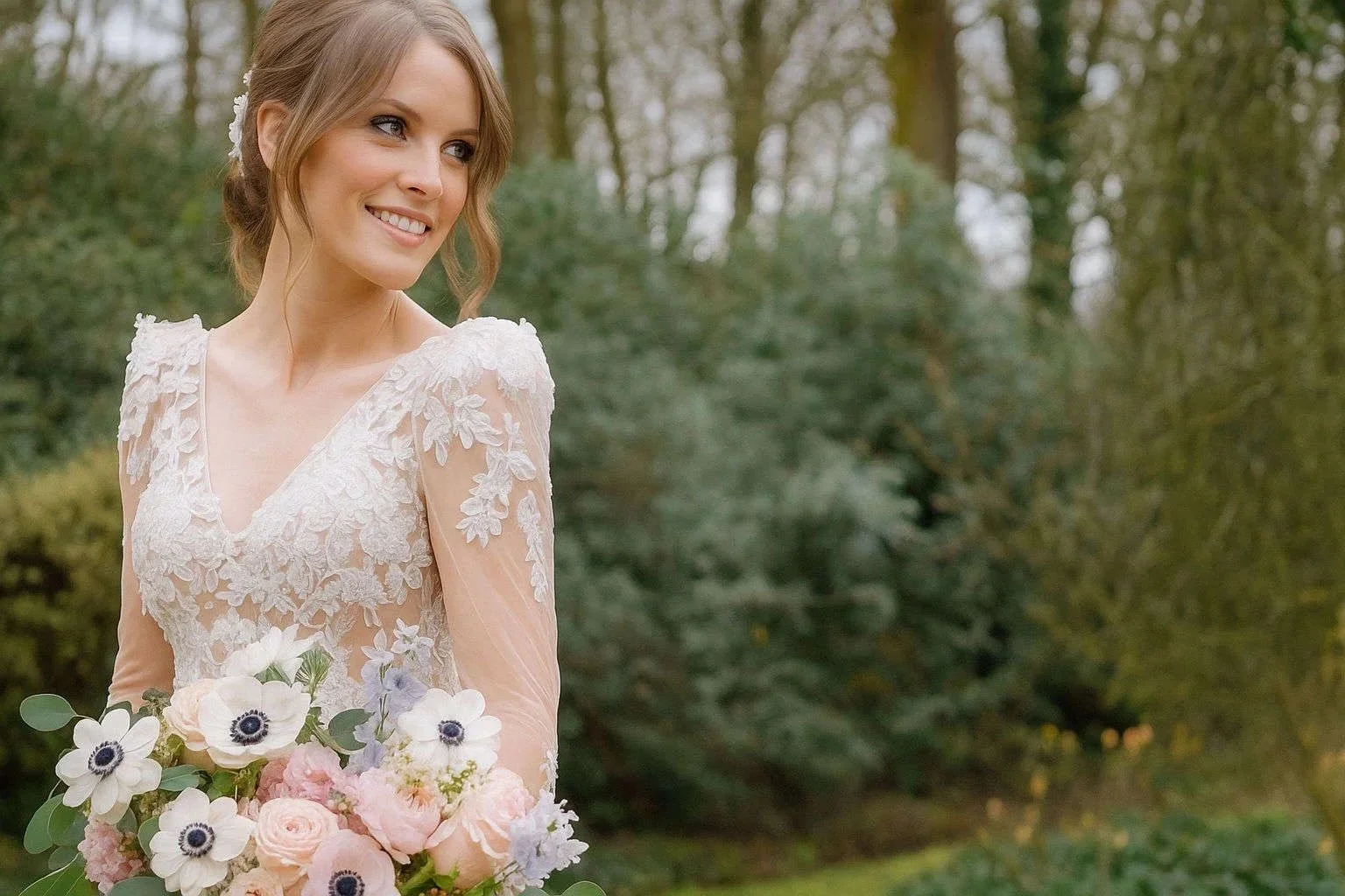 Natural bridal portrait during a relaxed outdoor wedding