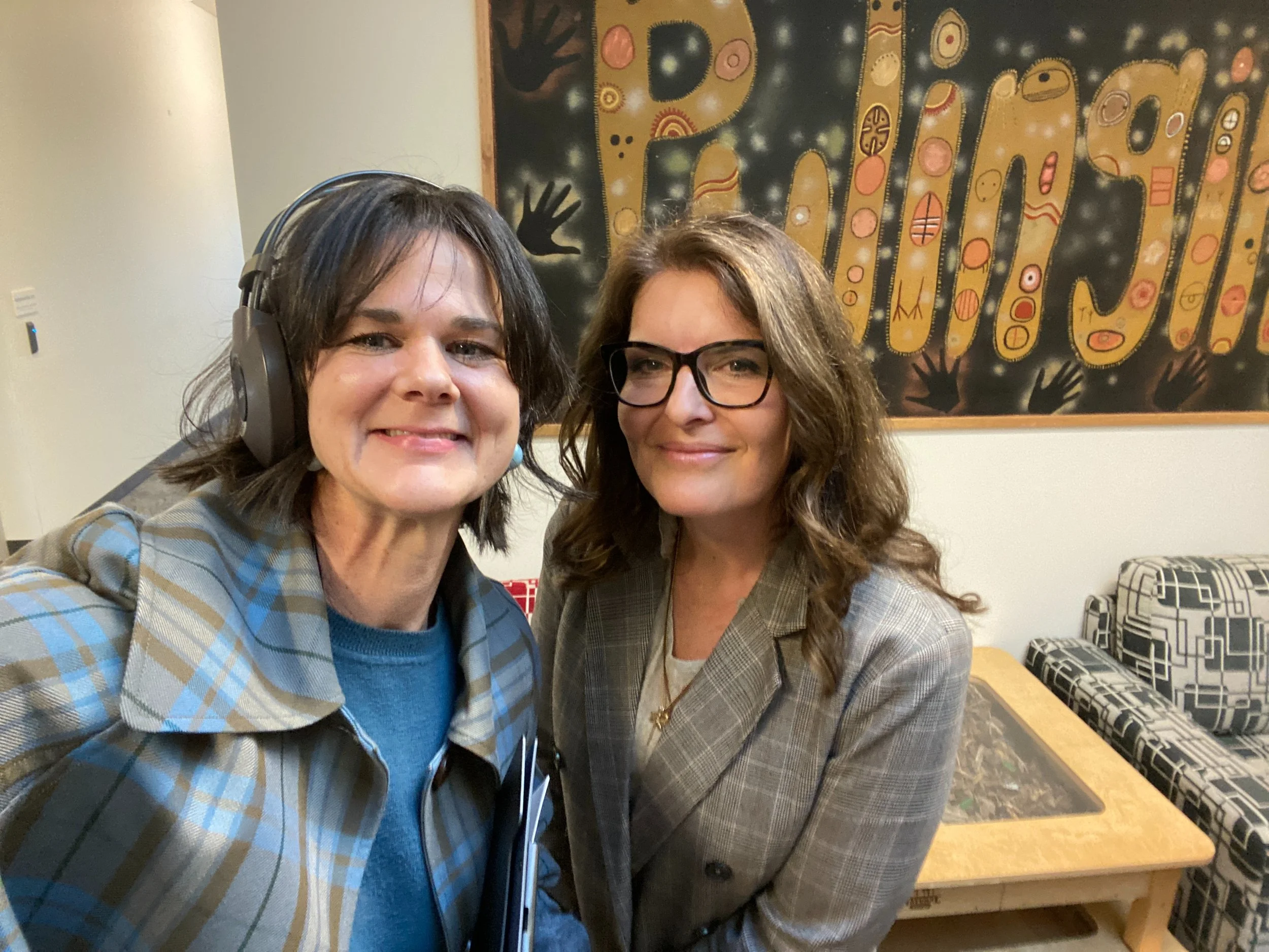 Penny Terry with a podcast guest.