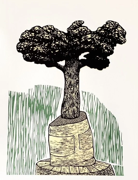 Träsnitt Min Trädgård 5 av konstnär P-O Larsson