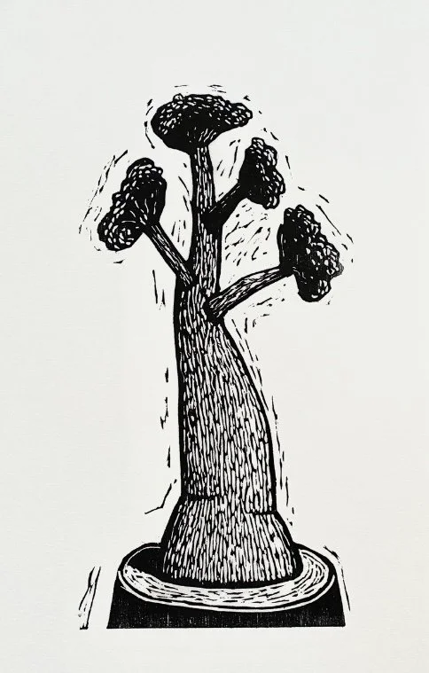 Träsnitt Radikal Tillväxt av konstnären P-O Larsson