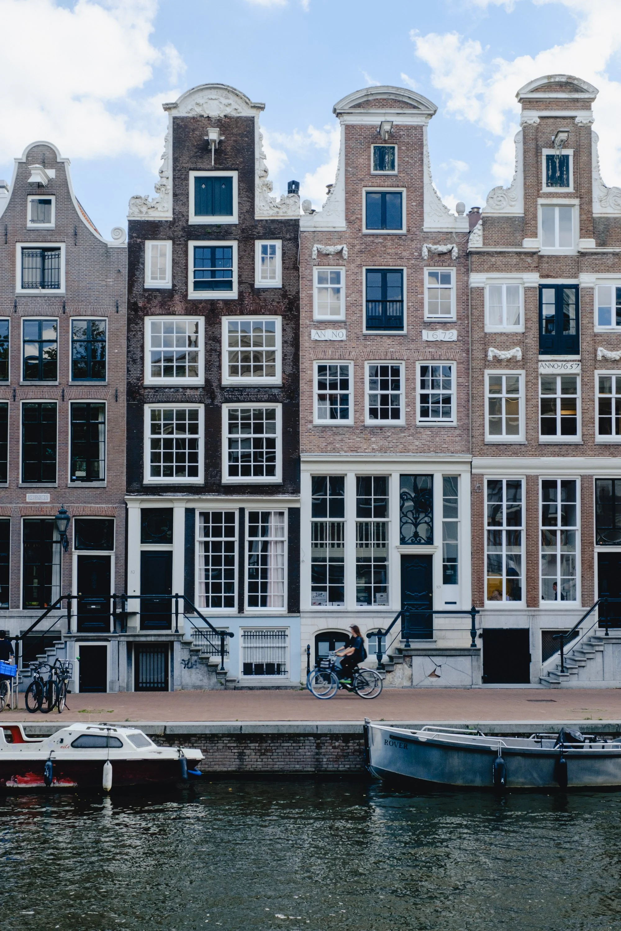 Houses over a canal in Amsterdam - the Netherlands