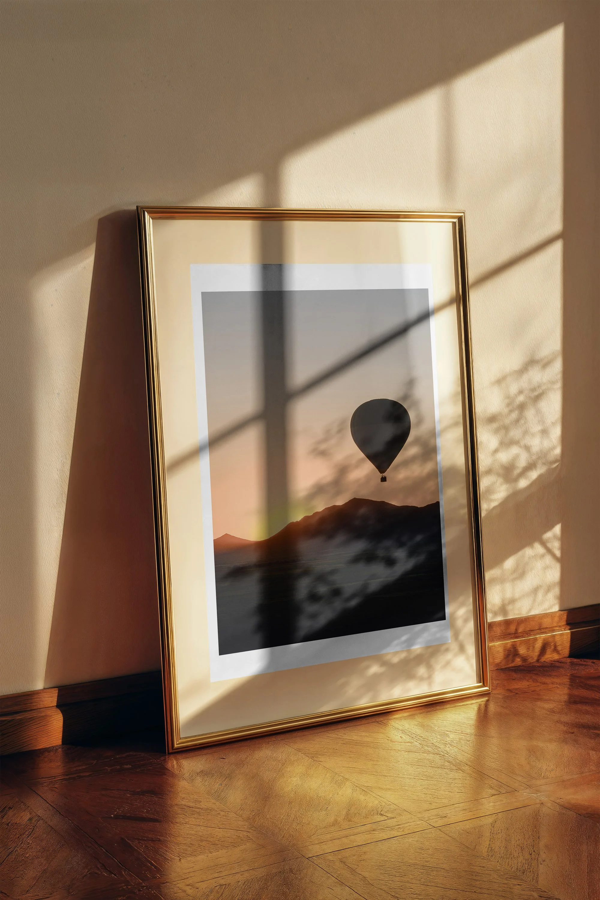 Desert Sunrise fine art print framed and displayed on a wall - fine art travel photography by Frames by Marina