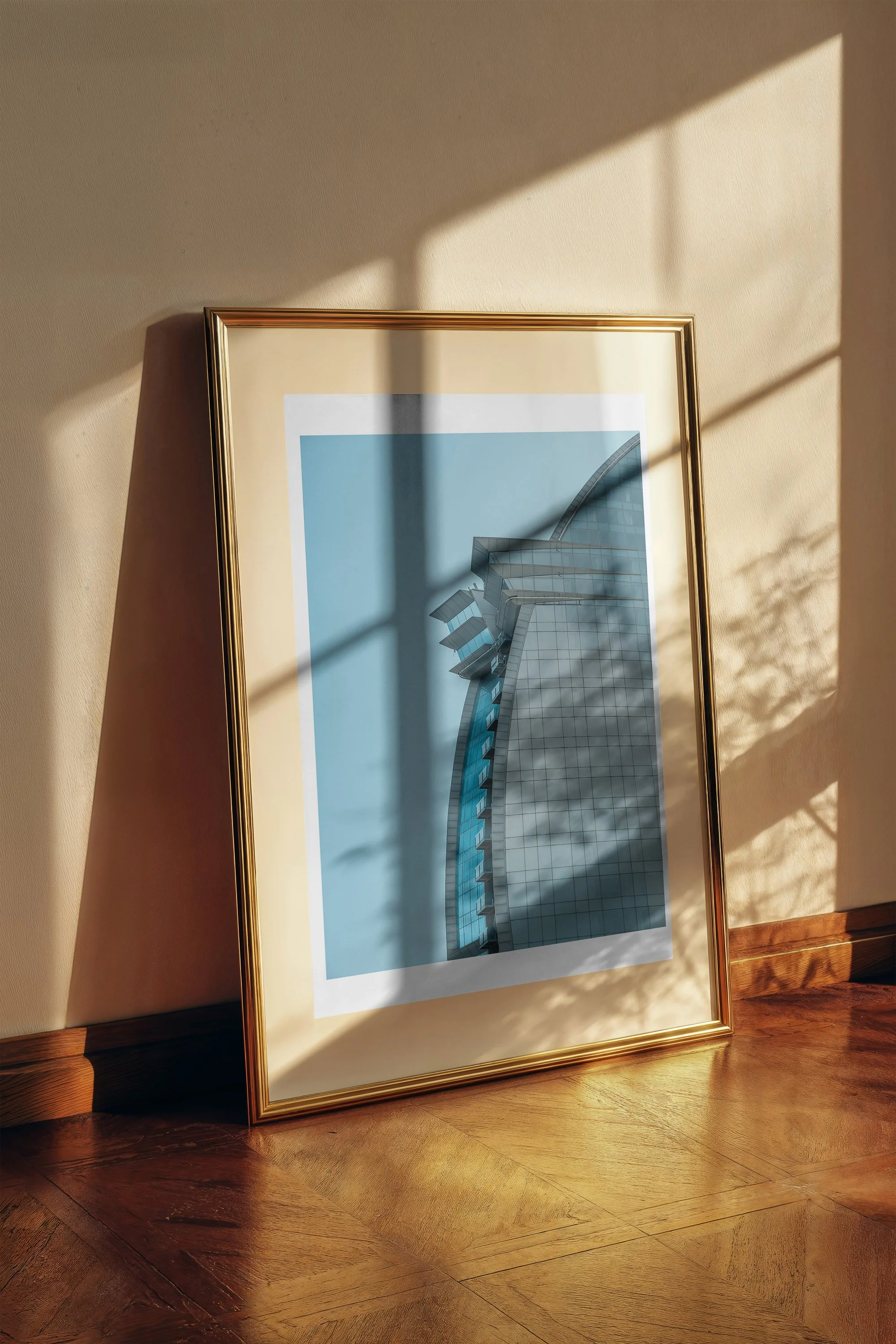 Glass Geometry fine art print framed and displayed on a wall - European travel photography by Frames by Marina