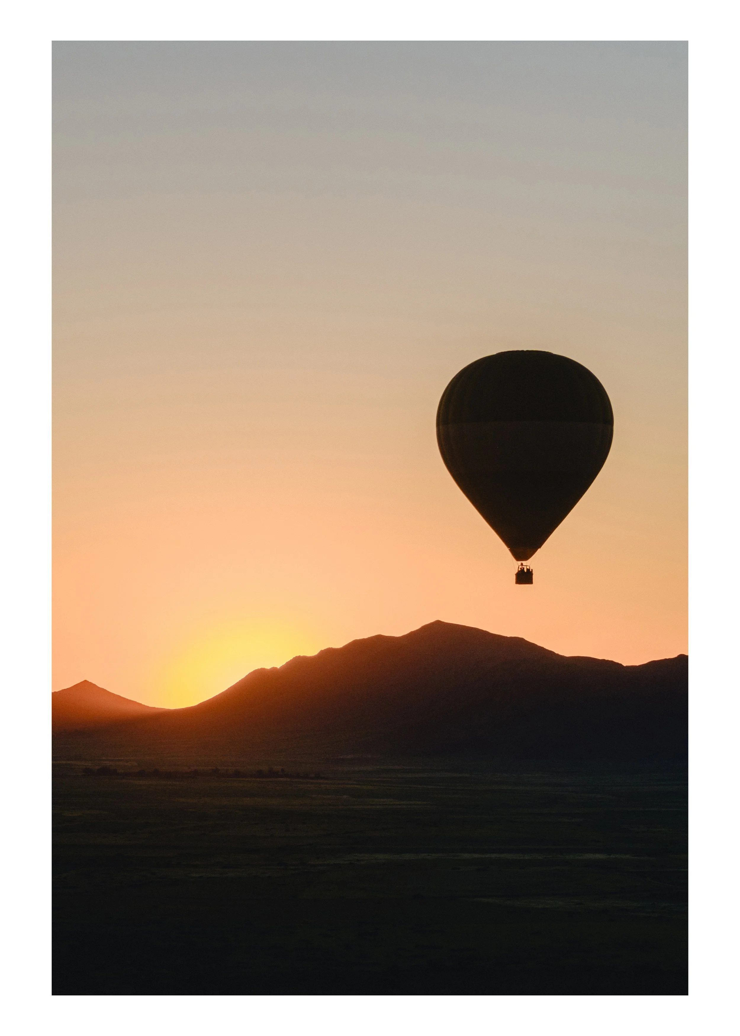 Hot air balloon at sunset, Morocco
