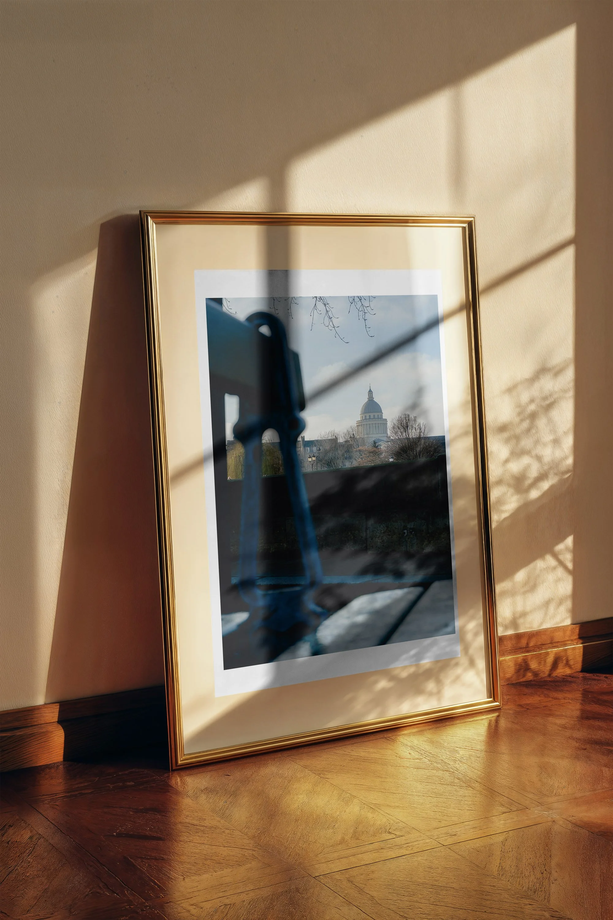 Pantheon Silhouette fine art print framed and displayed on a wall - European travel photography by Frames by Marina