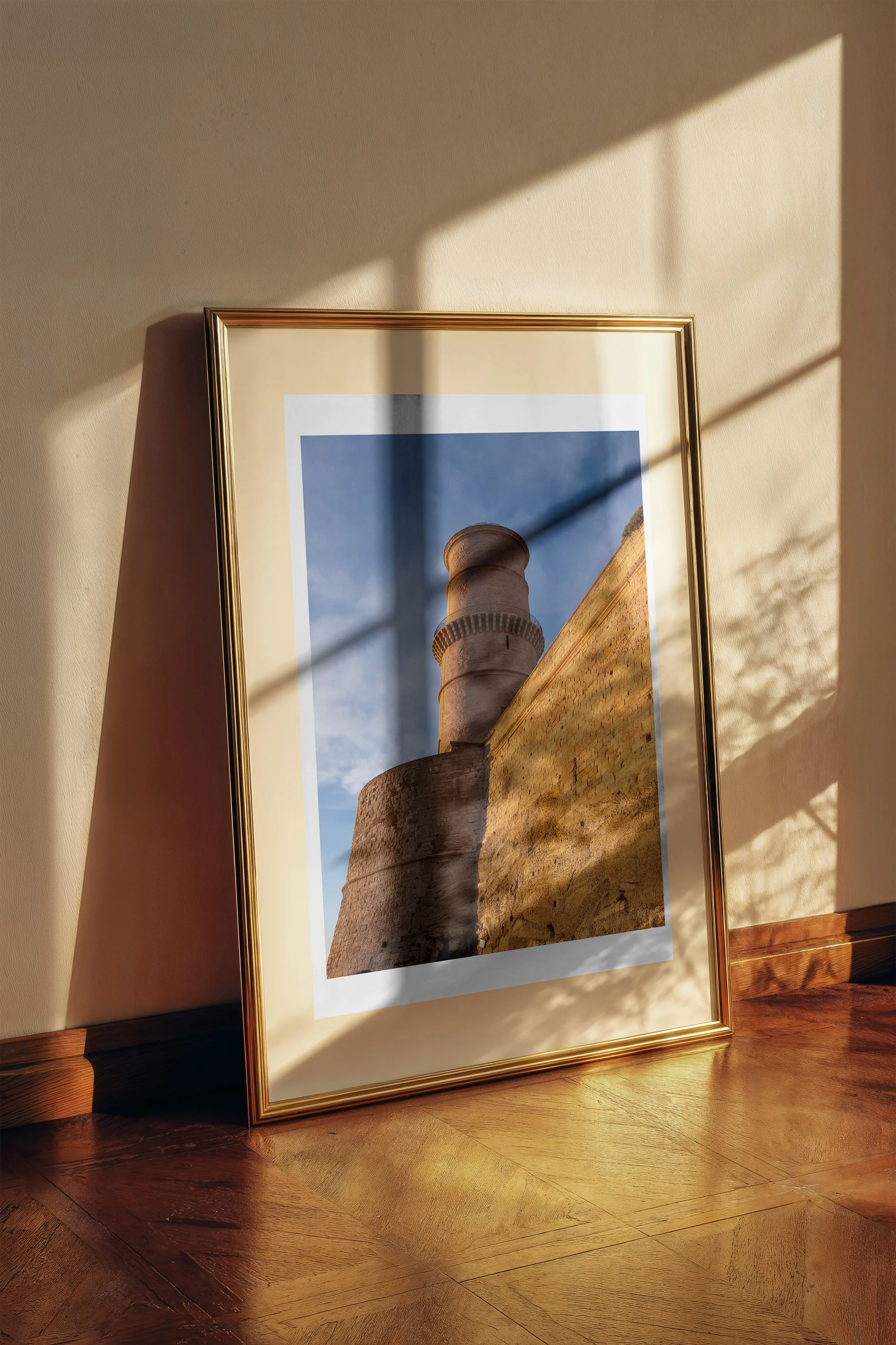 Fort Saint-Jean fine art print framed and displayed on a wall - European travel photography by Frames by Marina