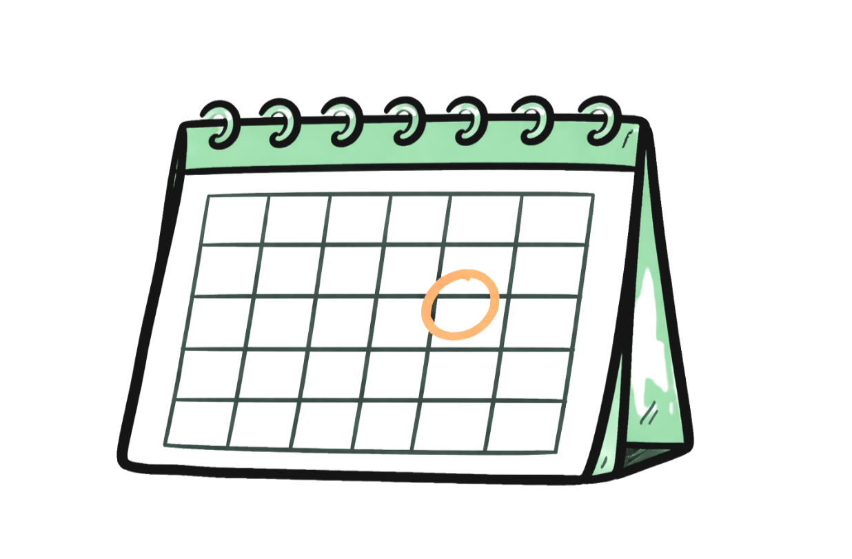 A calendar with a single circle marking a specific date.