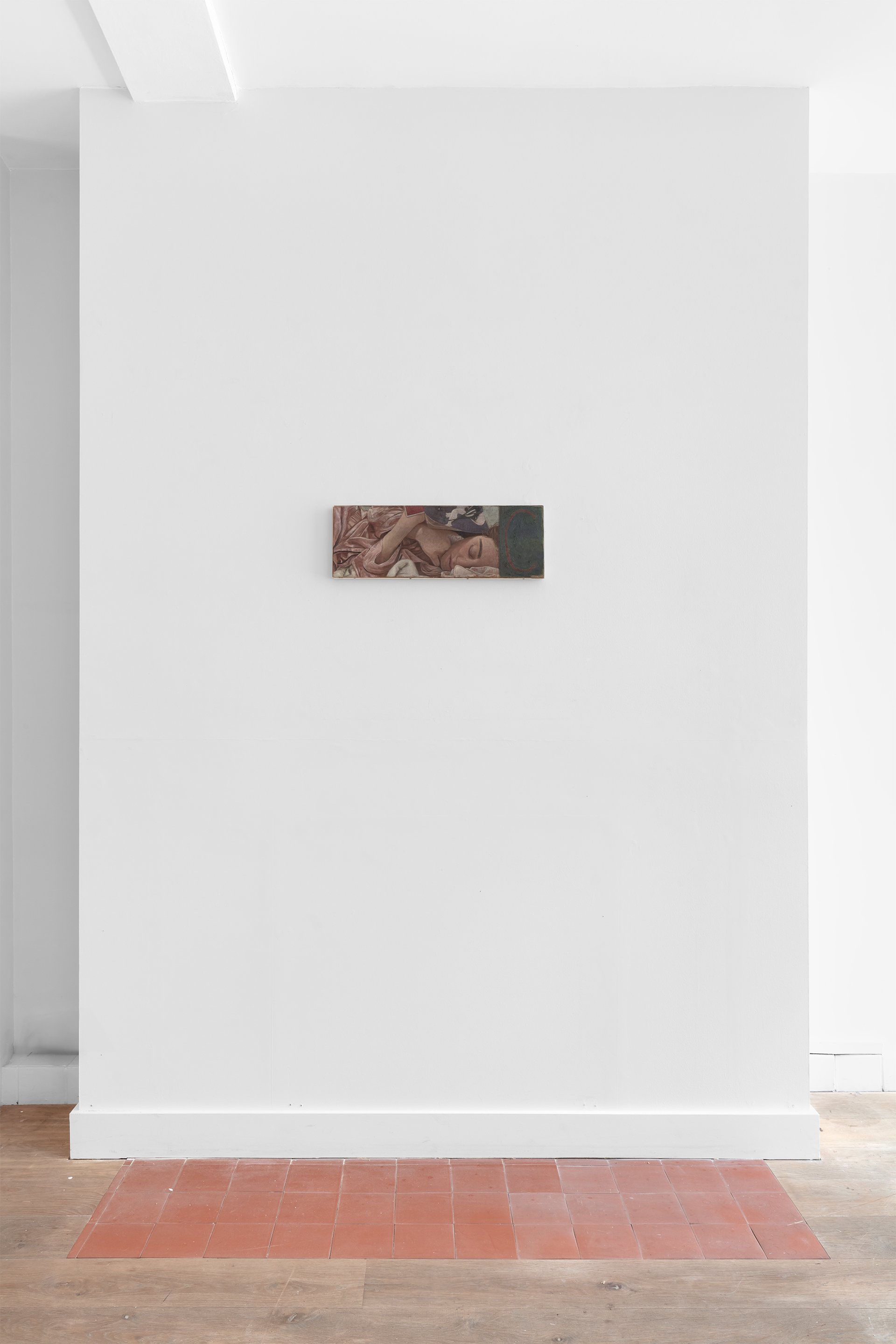 Image of one portraits in oil paint hanging in a gallery space