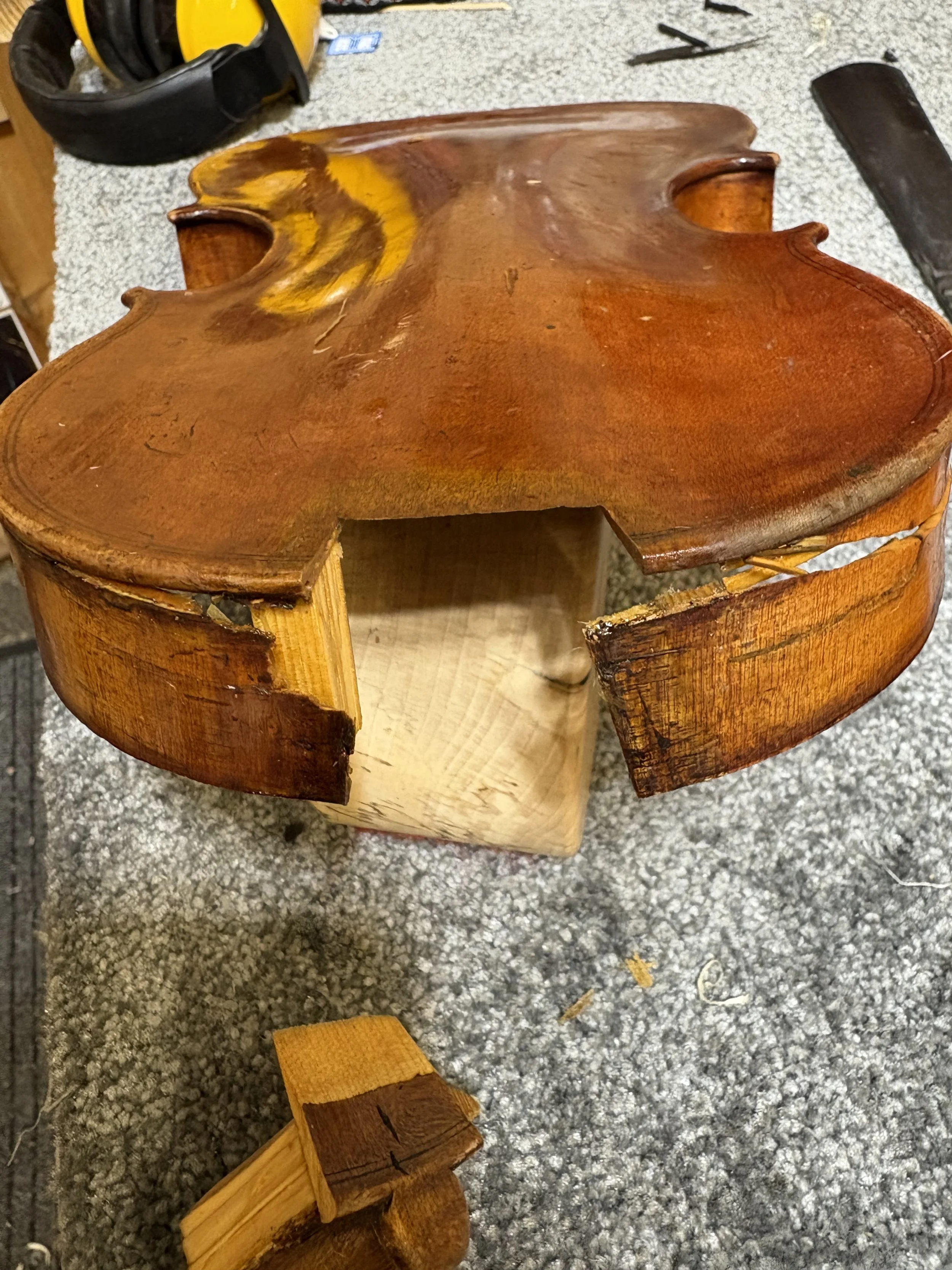 Repaired school violin instrument process.