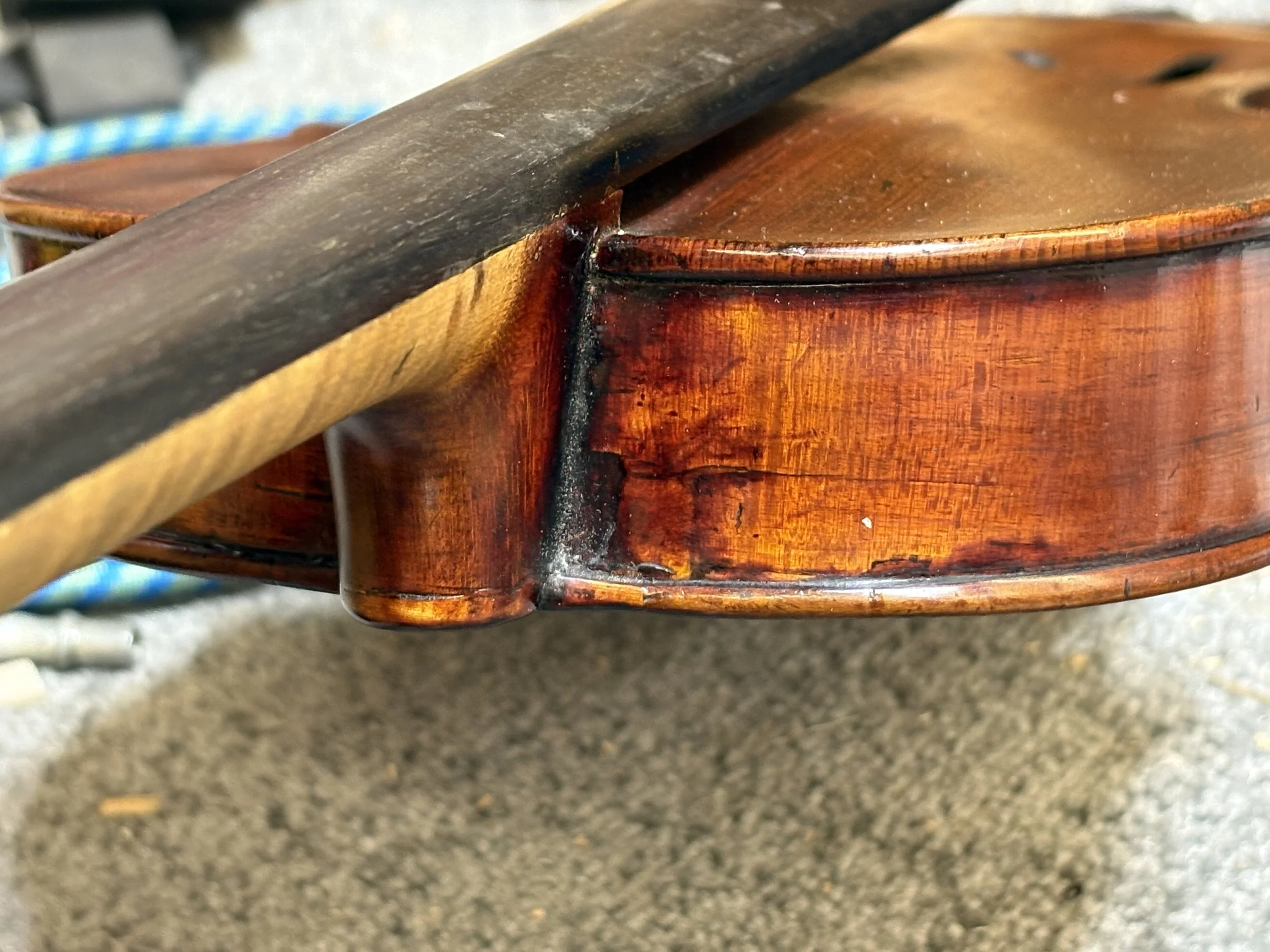Repaired school violin instrument process.