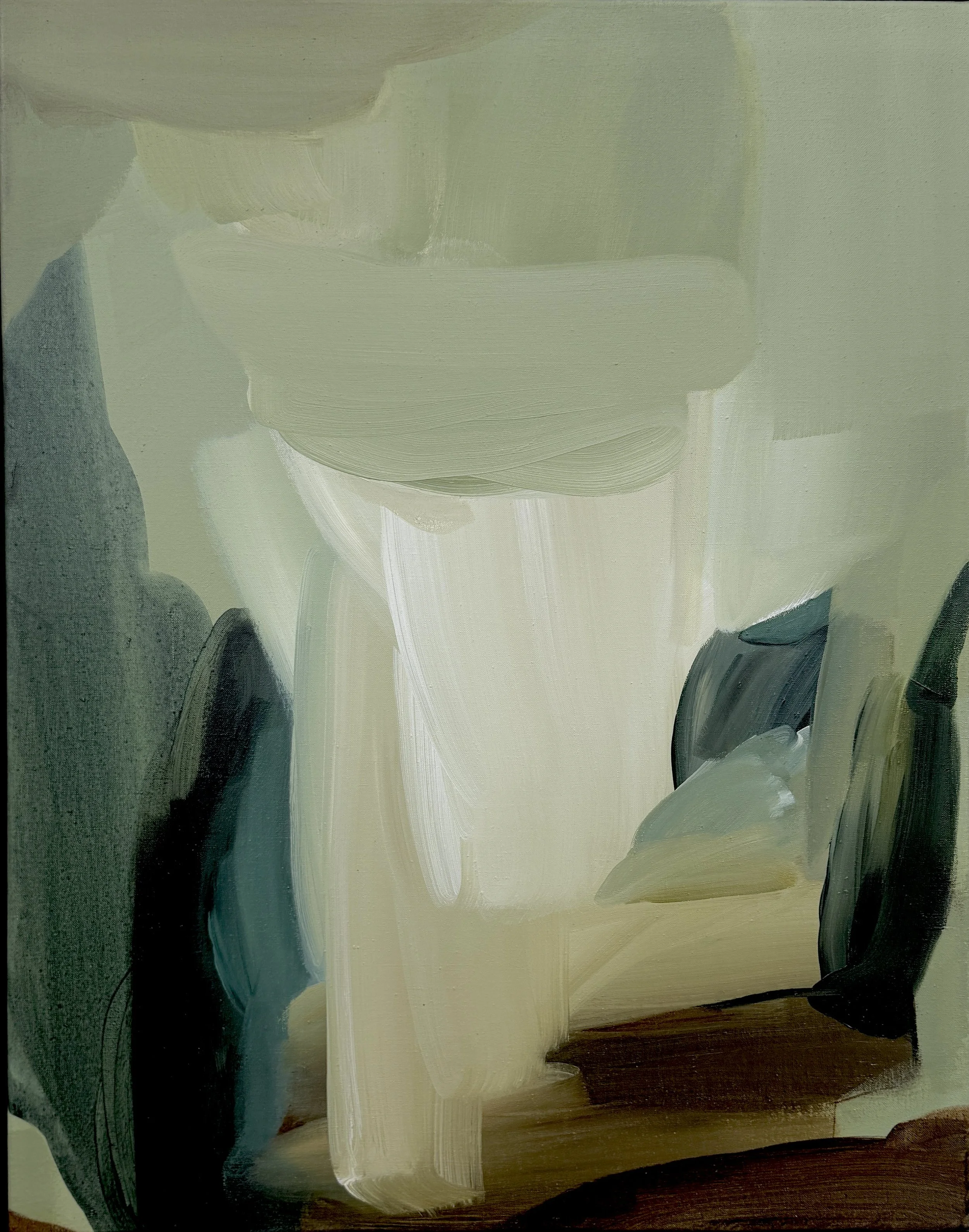 Soft light green deep blue abstract  Carrie Jean Goldsmith