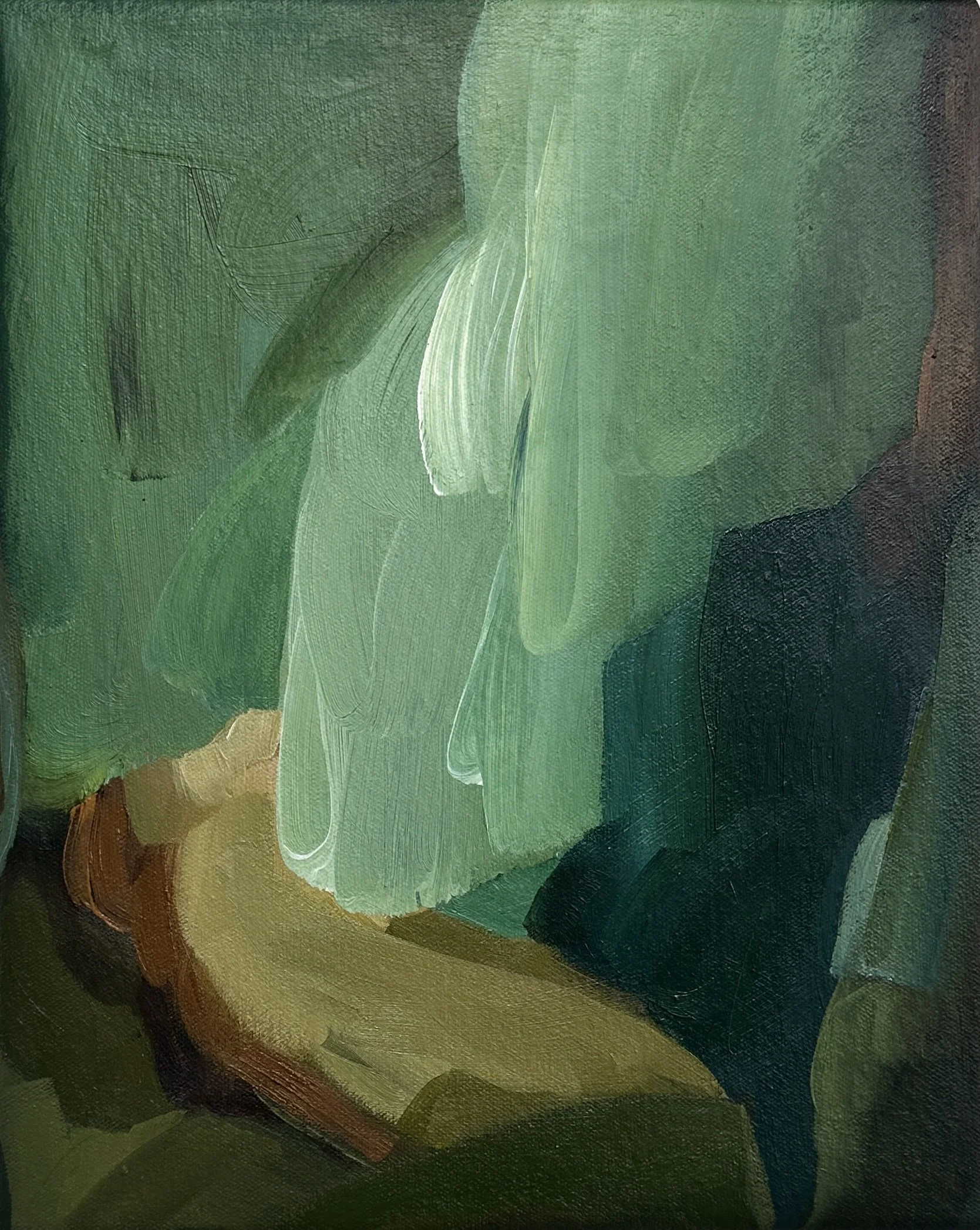 Convergence 2025 Mixed media on canvas 30cm x 24cm  Presented in a dark wood tray frame