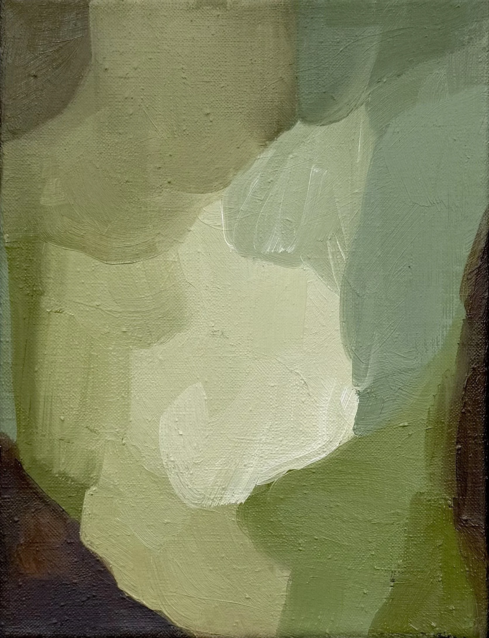 Between Forms Green abstract oil painting