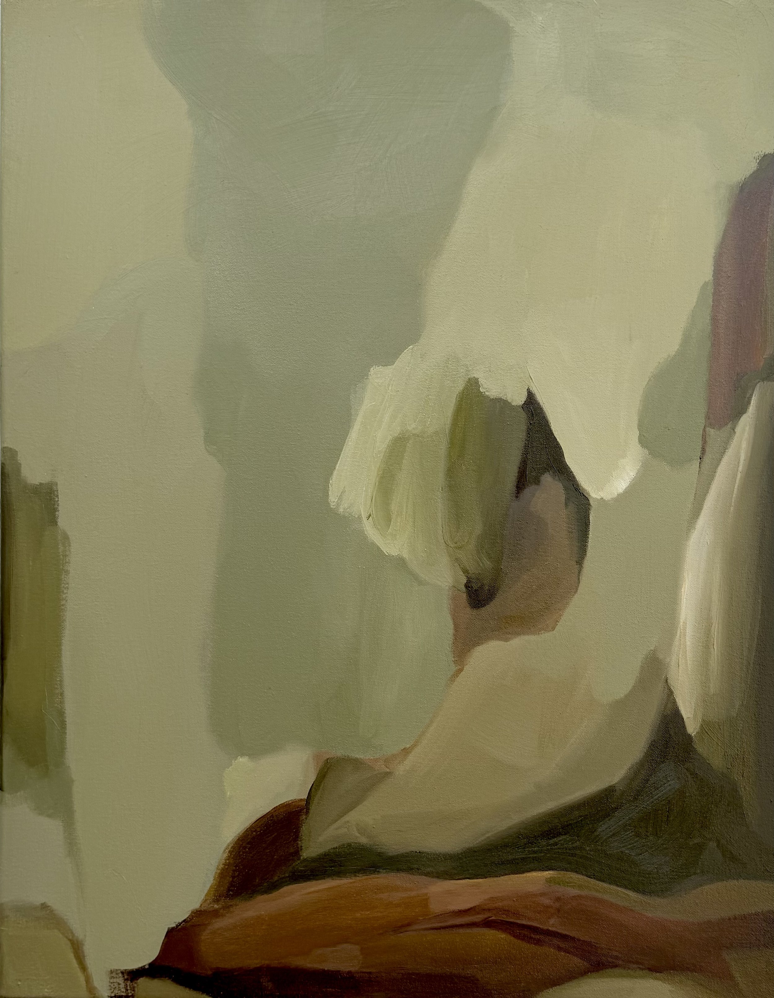 muted green and brown abstract painting  Carrie Jean Goldsmith
