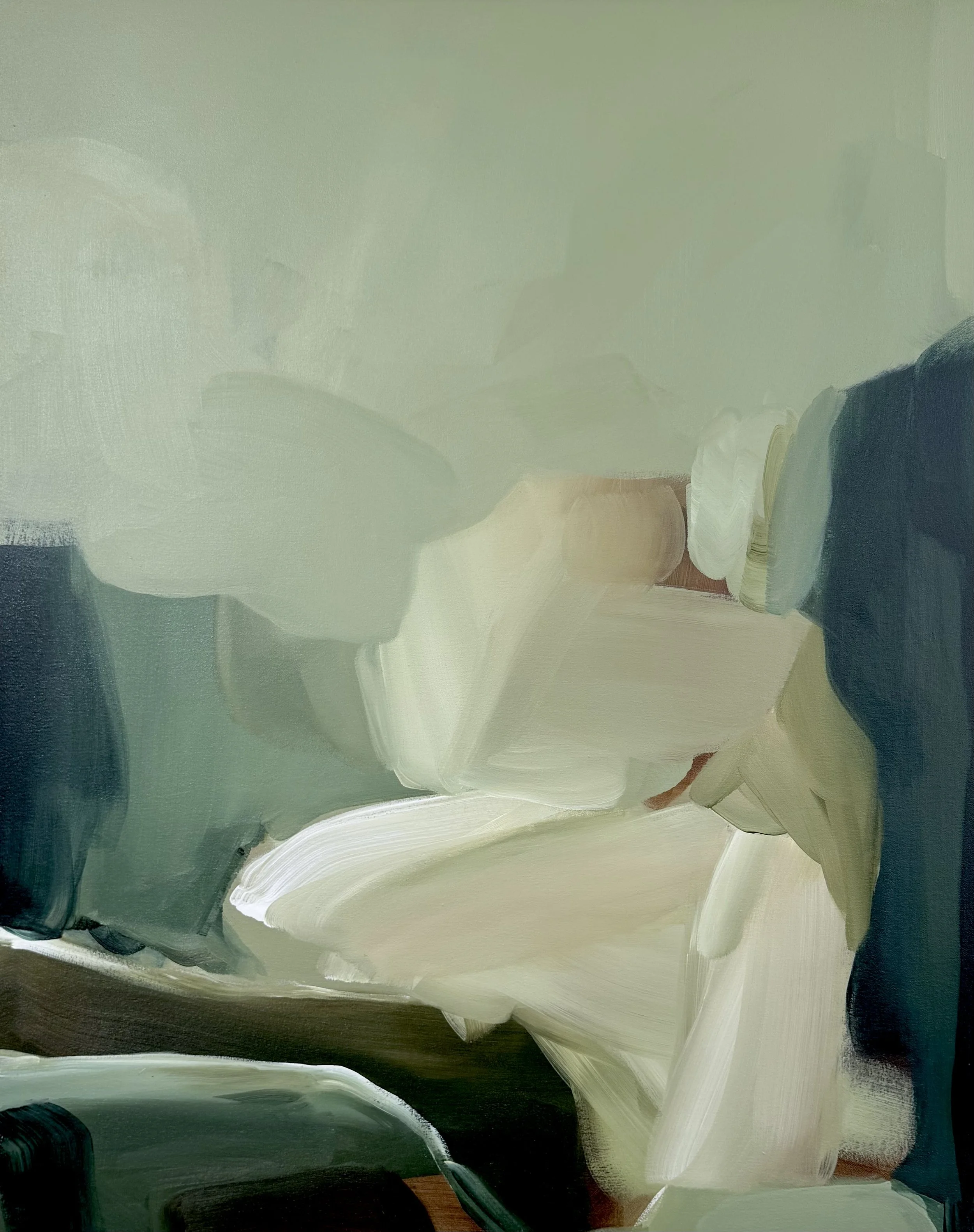 deep blue green abstract painting 