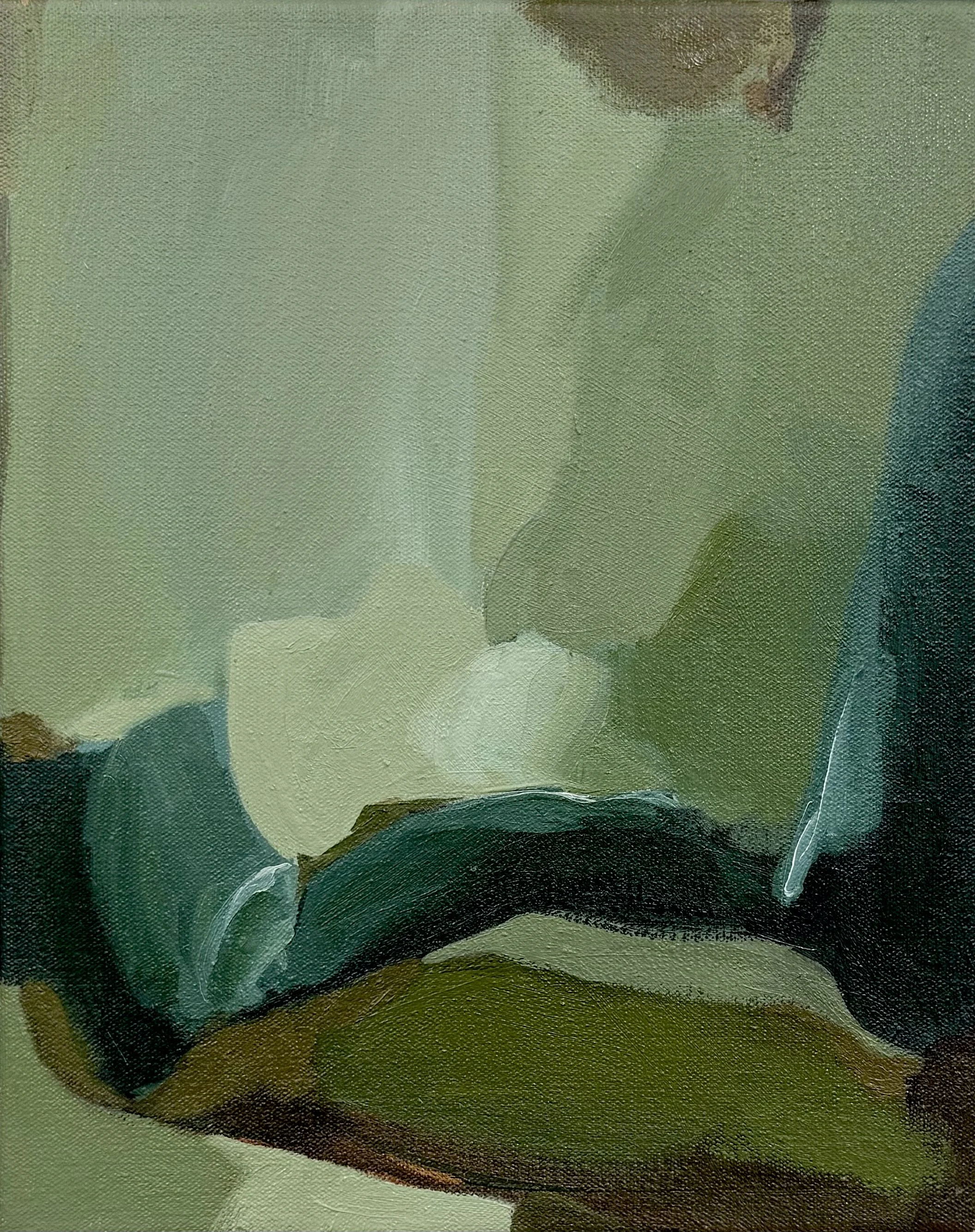 deep blue and soft green portrait of a landscape by  Carrie Jean Goldsmith