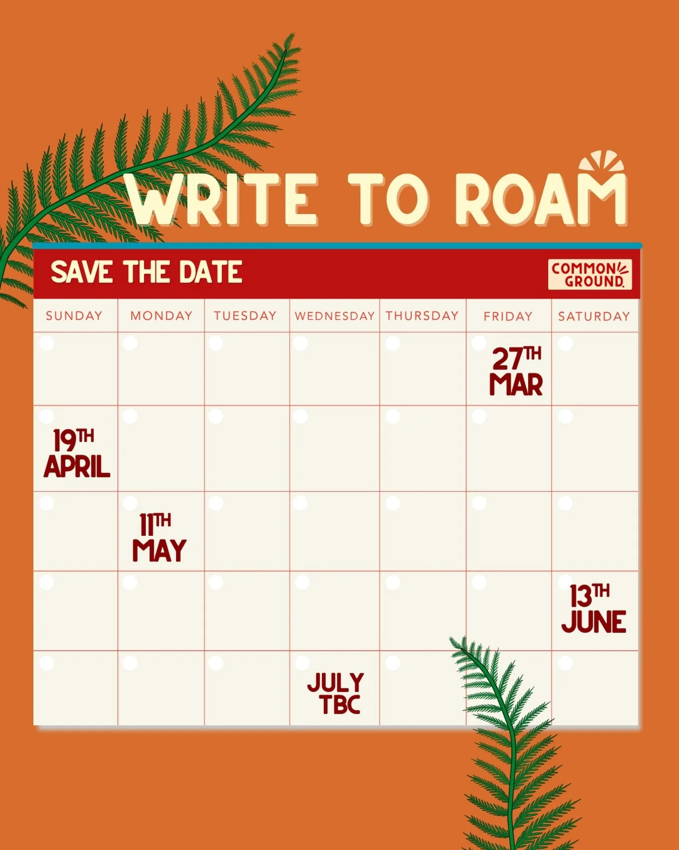 This year we&rsquo;re doing things a little different. Here&rsquo;s the next 4 dates for Write to Roam well in advance, so you can pop them in your calendar🌳

Something to look forward to, something to work towards or just something to get excited a