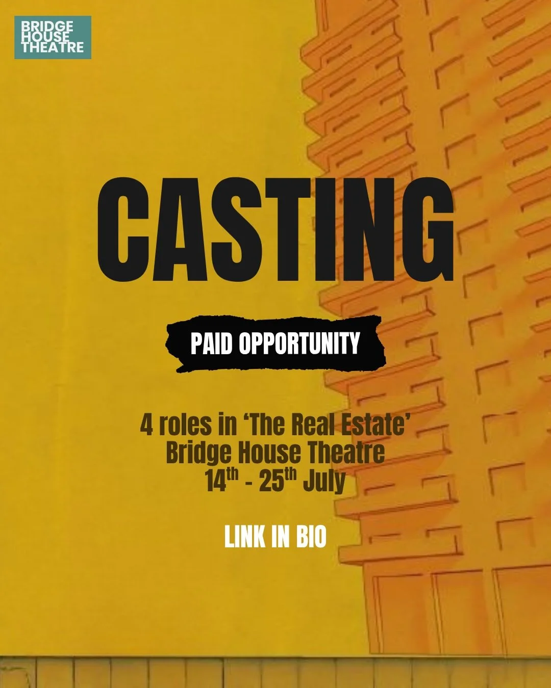 We are casting 4 roles in an upcoming production of The Real Estate, a new satirical comedy written by Will Thacker.

APPLICATIONS CLOSE THURSDAY 21st MIDDAY⏰

Link in Bio 

We actively encourage applications from actors of the Global Majority, worki