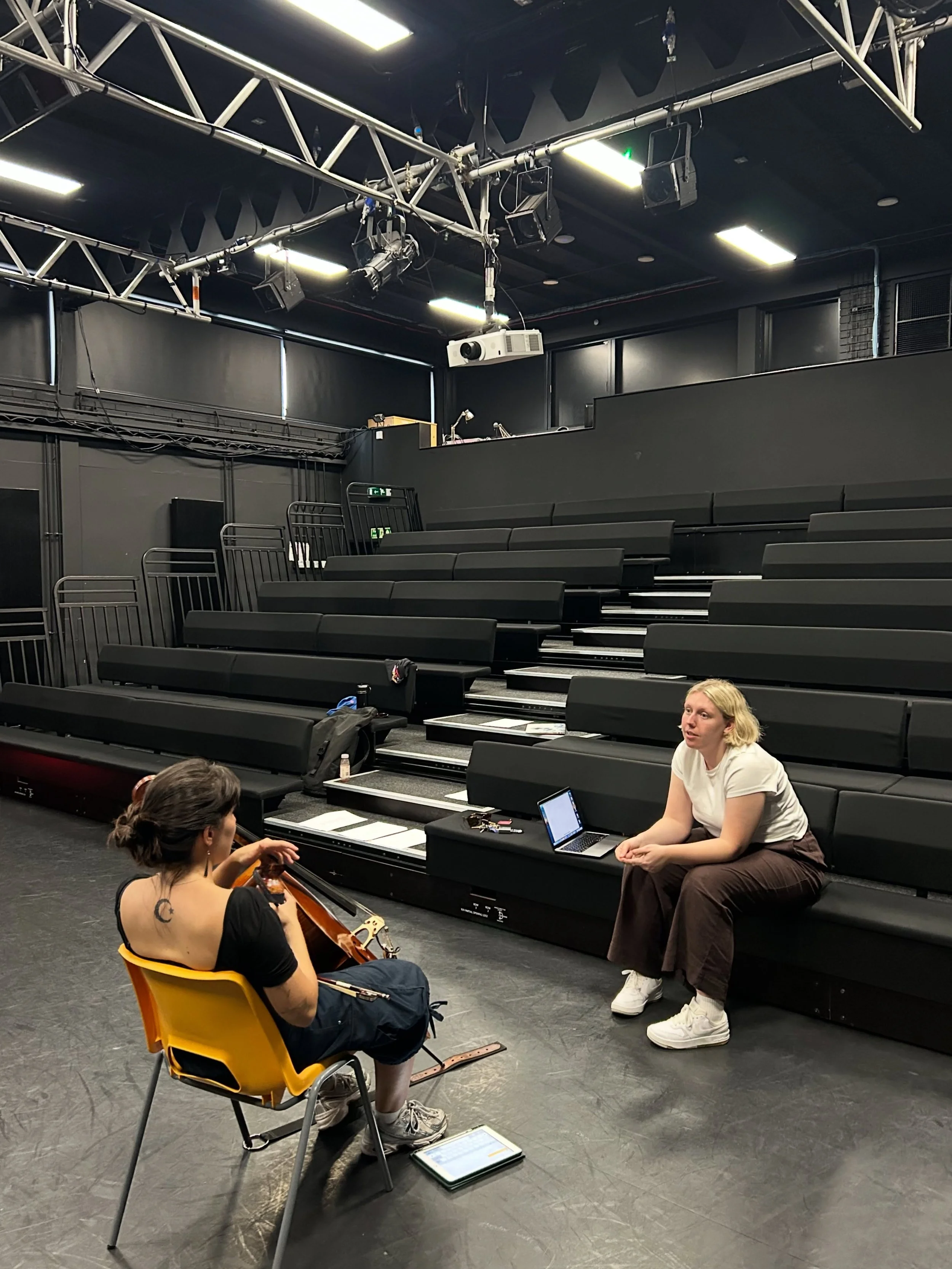Rehearsals are underway for our upcoming work-in-progress: Poem for My Daughter. This is a new performance poem about the unknown elements of queer parenthood🏳️&zwj;🌈

Writer/Performer: @mol.walker 
Director: @graceduggan 
Musician: @cristiimunoz.c