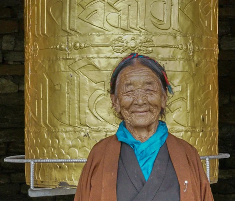Prayer wheel Lady, Bhutan