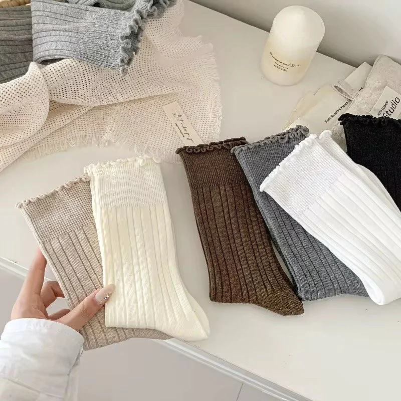 Frilled  Crew Plain Socks