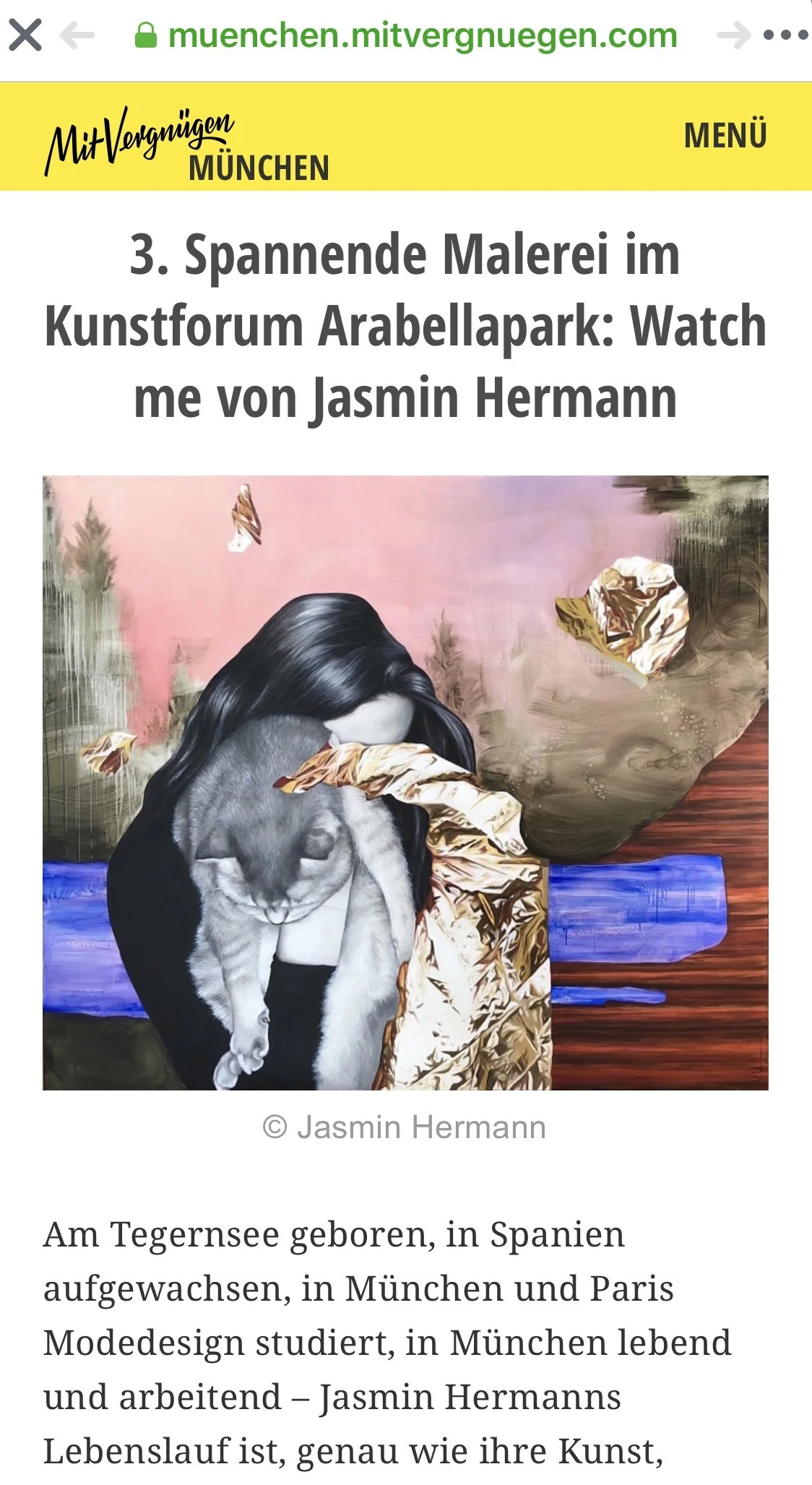 A digital collage combining a realistic black and white photograph of a woman with long dark hair, a painted landscape background with trees and mountains, a blue horizontal streak, and a large textured gold and ivory paper-like element that partially overlaps the woman’s face and body. The collage also includes an image of a cat's face blended into the woman's body.