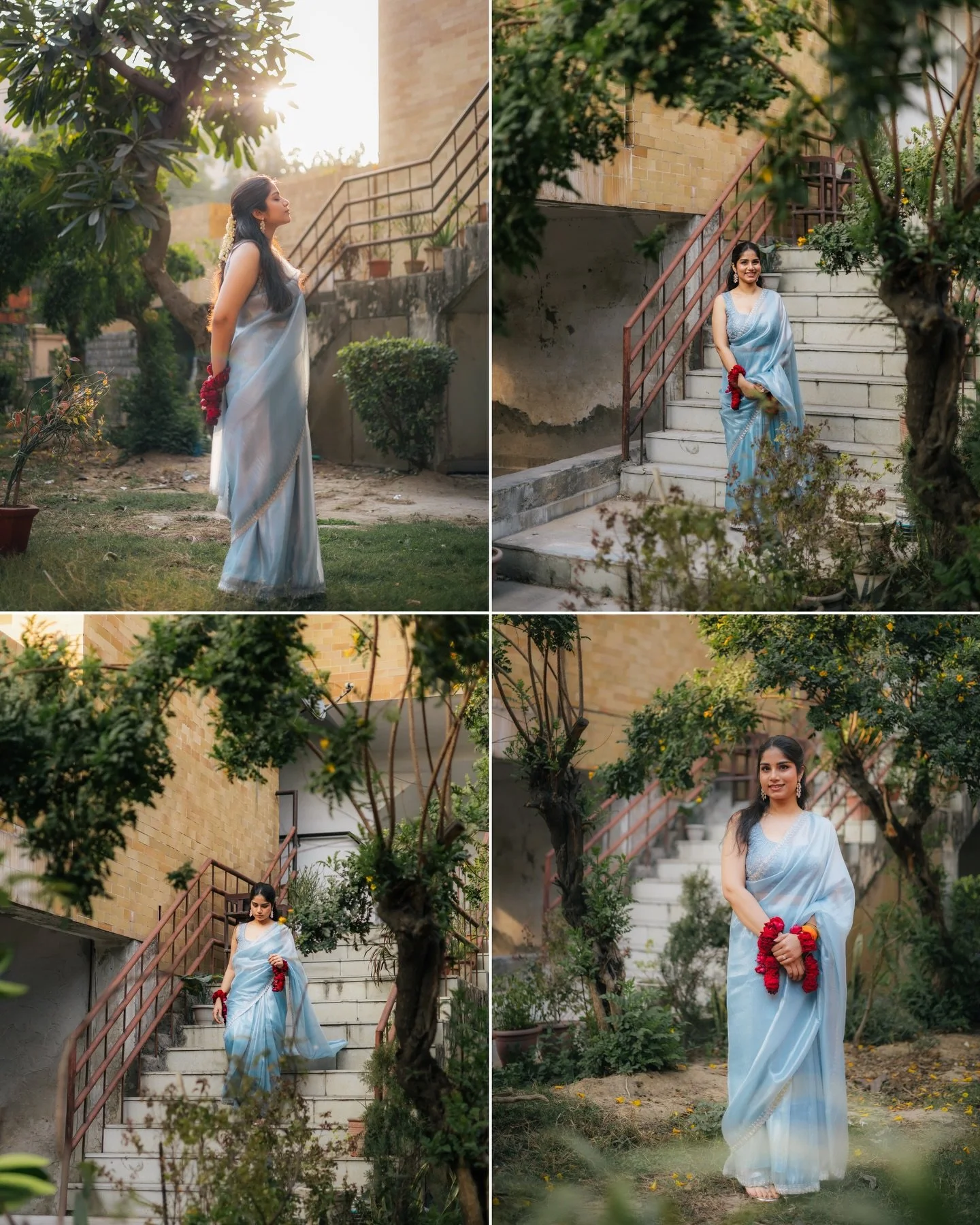 Soft light, quieter moments&hellip; and a heart full of everything that&rsquo;s about to begin. 💙✨
.
.
.
(bridal portrait, soft light photography, candid bride moments, Indian wedding aesthetics, saree elegance, golden hour bride, intimate wedding v