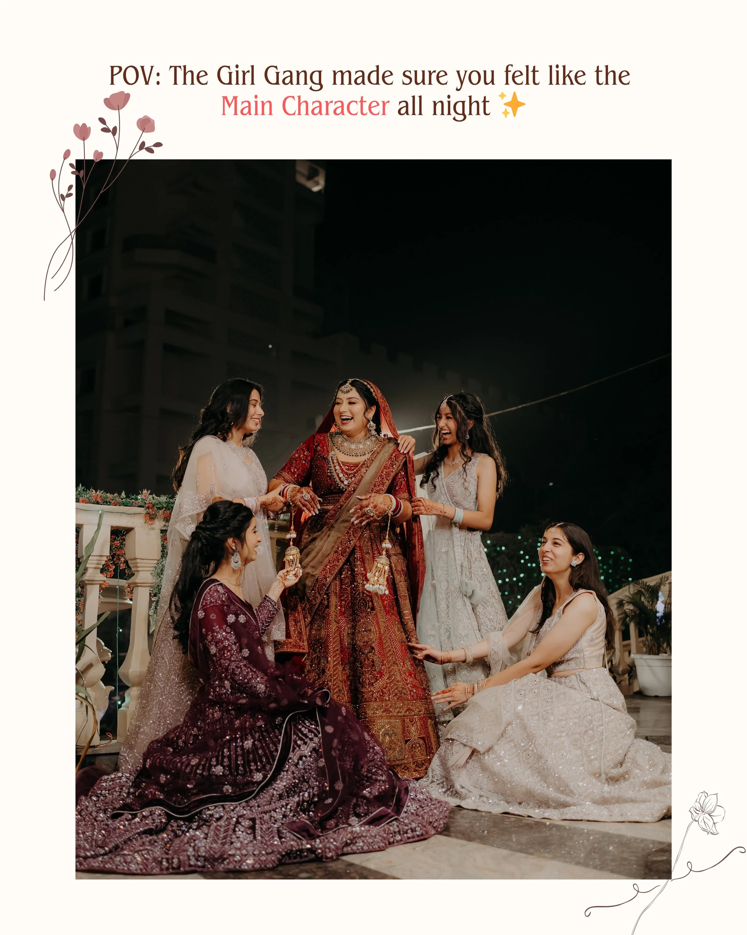 The loudest cheers, the softest fixes, and the kind of love every bride deserves. 🥹😍✨

(Bridesmaid moments, Indian wedding aesthetic, bride squad, bridal emotions, wedding storytelling, wedding content creator, modern indian bride, tales of moira, 