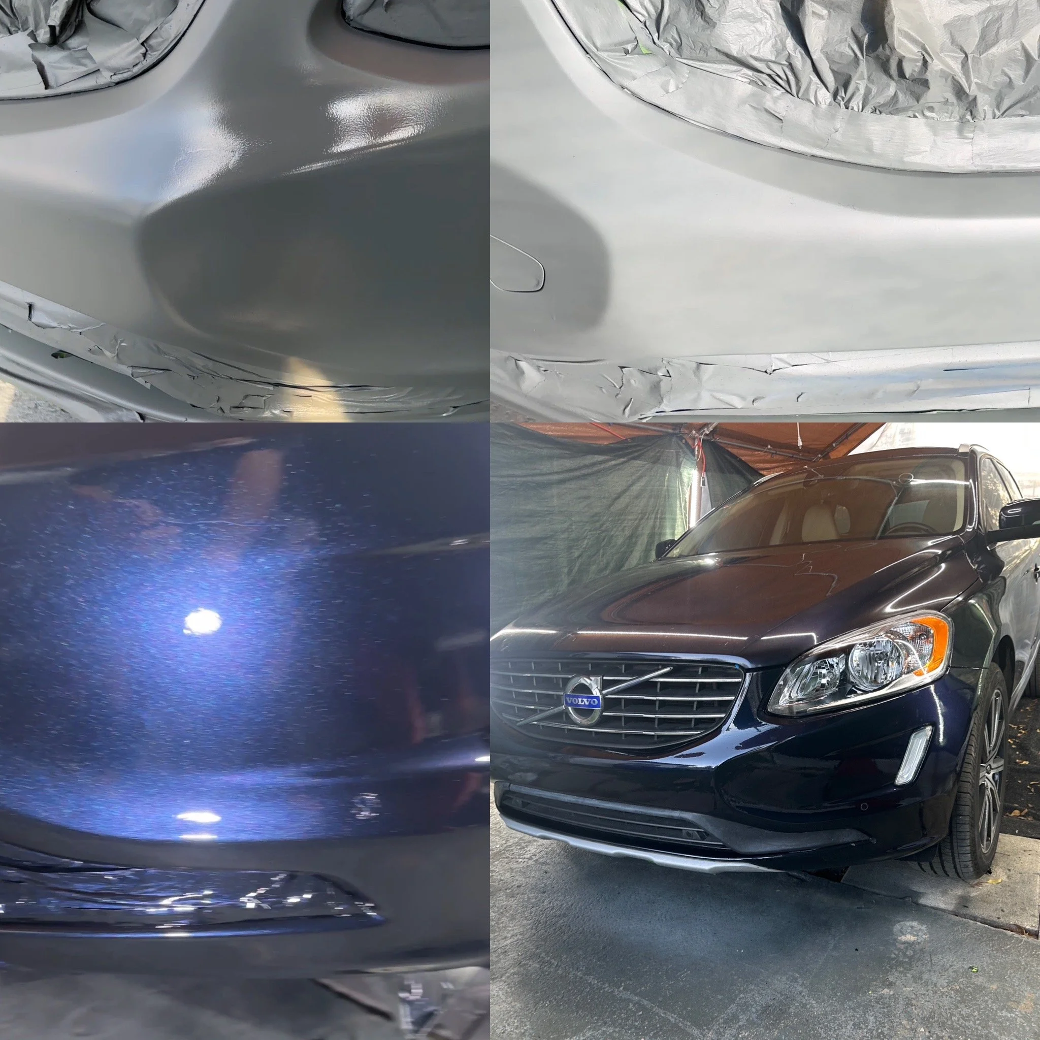 Front bumper paint repair and repainting after bumper damage by Xtreme Pro Detailers in Miami.