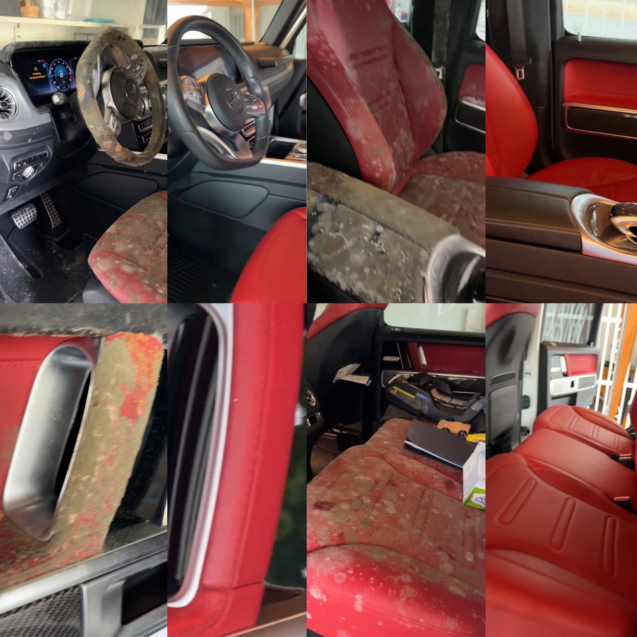 Mercedes G-Wagon interior mold removal before and after in Miami.