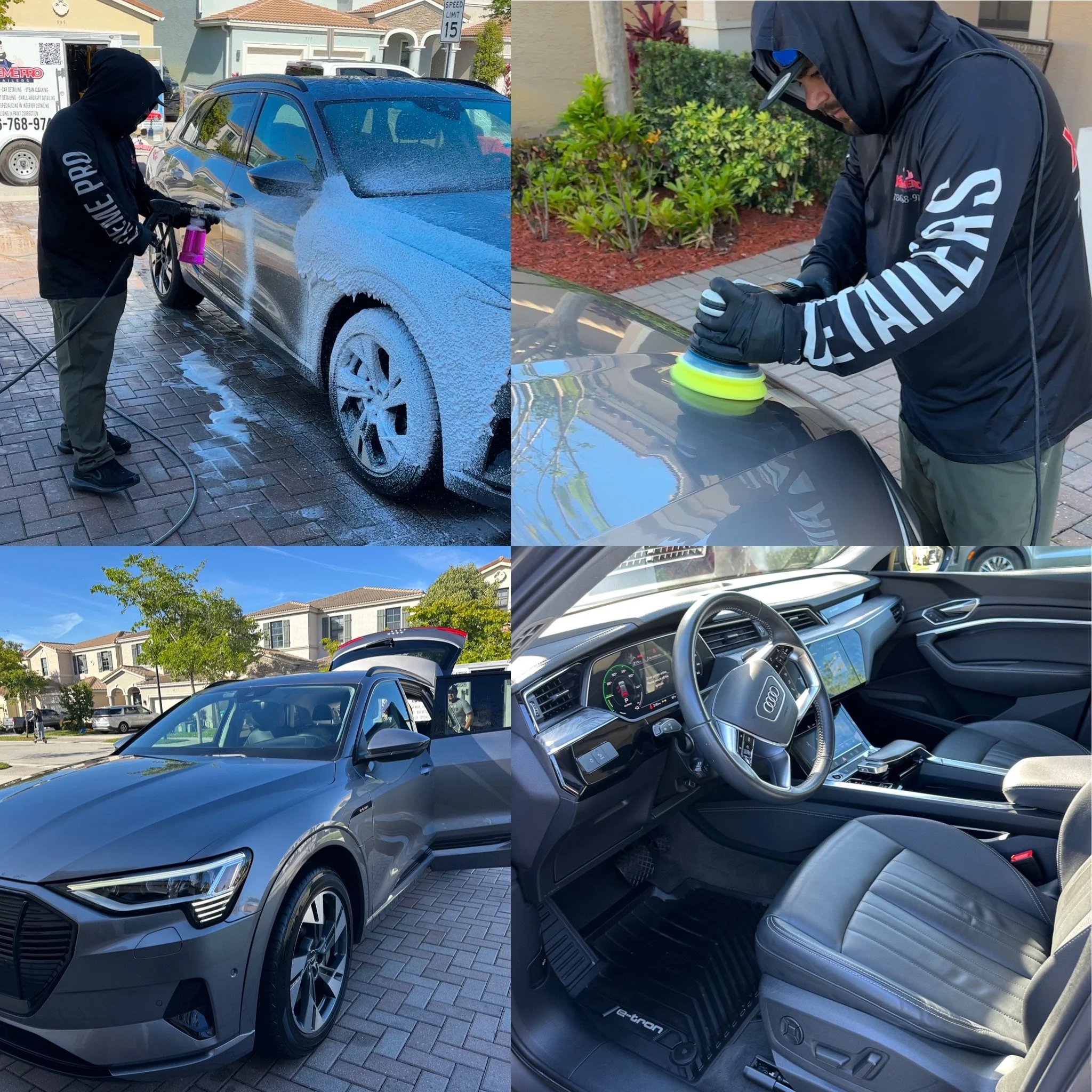 Exterior wash 	•	Machine polishing 	•	Interior detailing 	•	Finished vehicle result