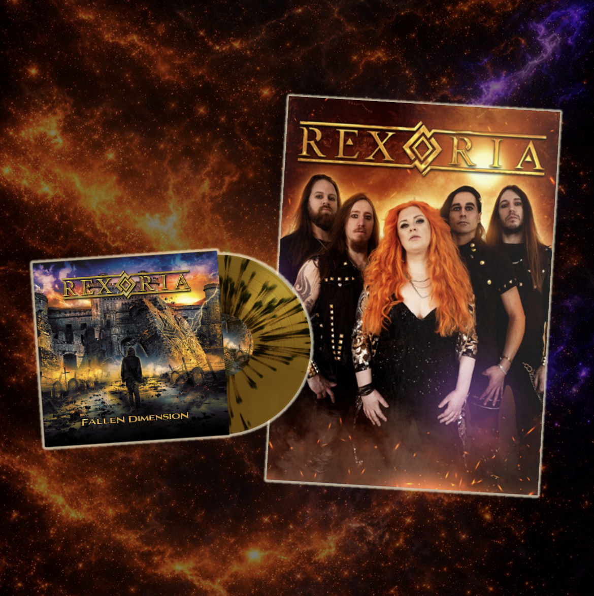 REXORIA - Fallen Dimension - Pre-order Gatefold Gold Splatter Vinyl (Ltd) + Signed free poster