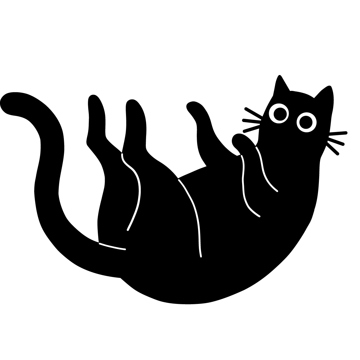 A black line drawing of a rat with white outline details.