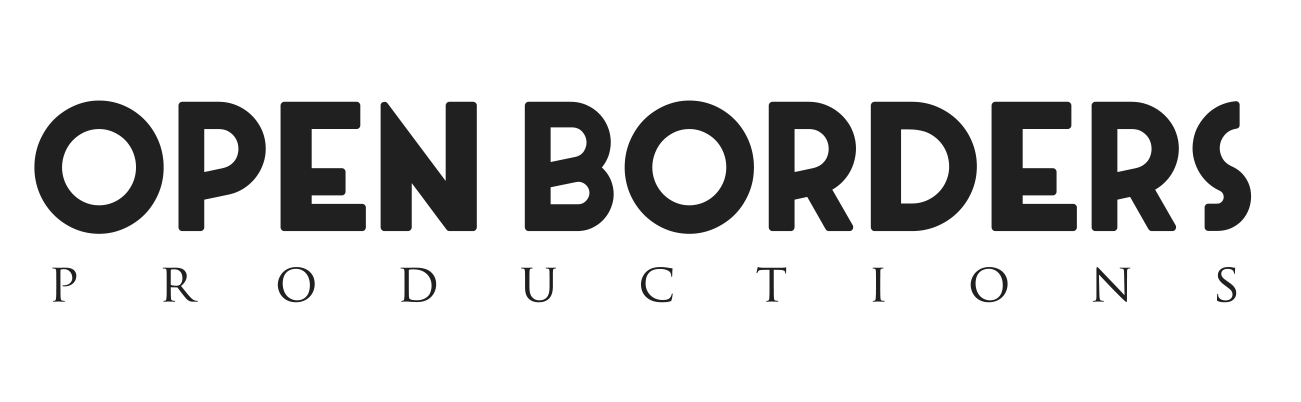 Logo of Open Borders Productions with black text on a white background.