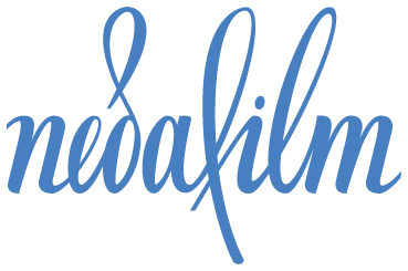 The logo for nedafilm, written in a cursive blue font.