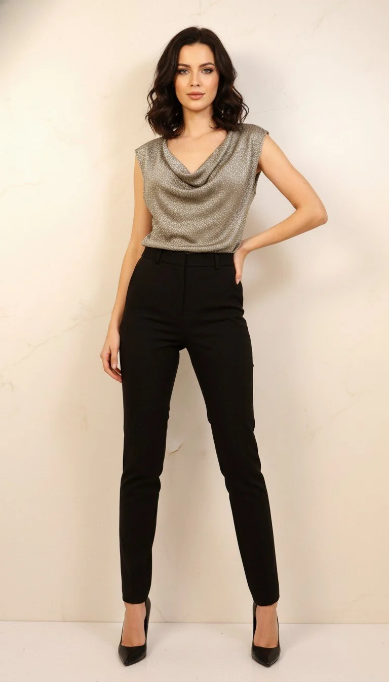 Saint Laurent - Silver Shimmer Drape Top Size S