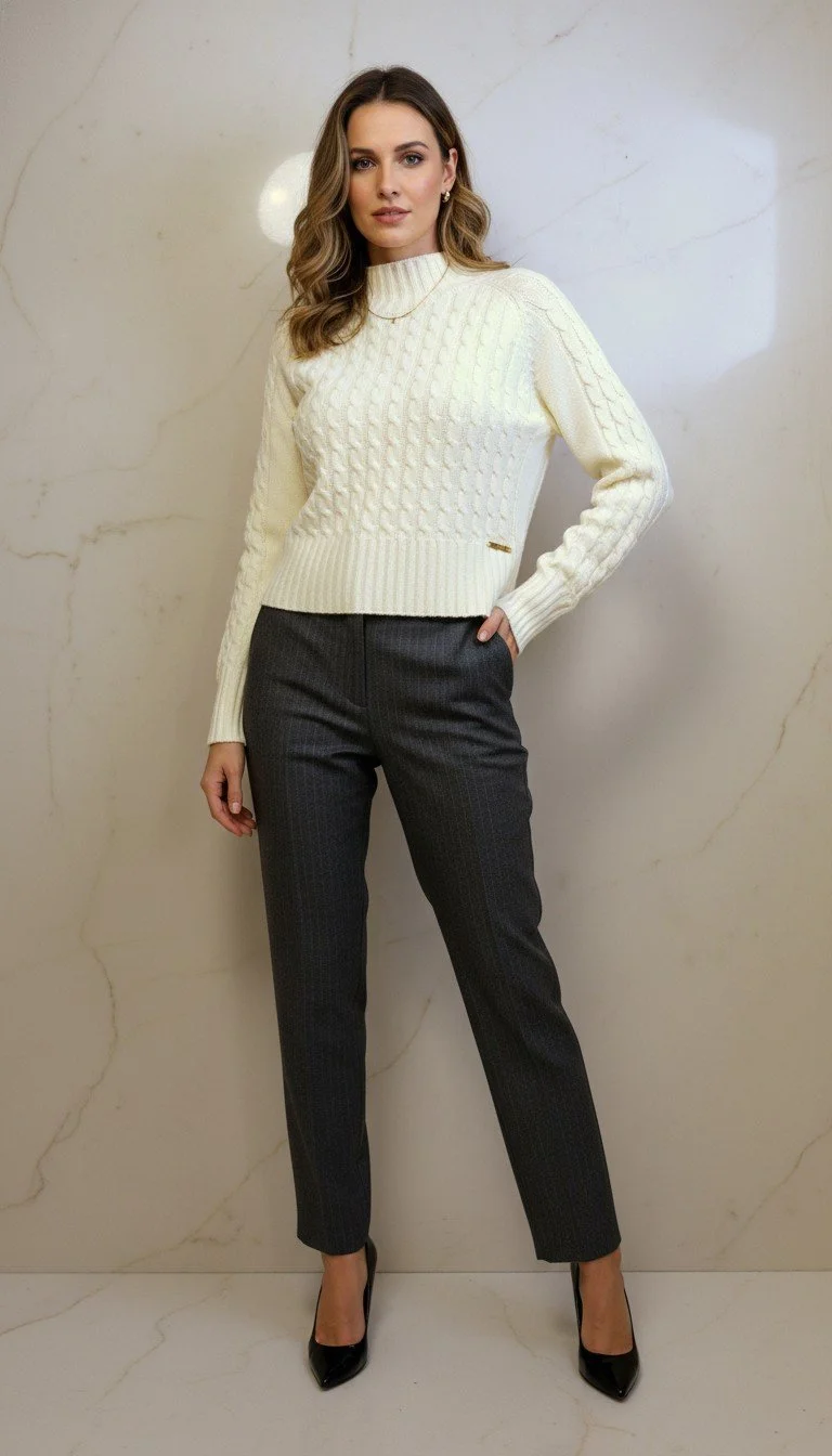 Anselmi - Ivory Cable Knit Sweater Size S/M